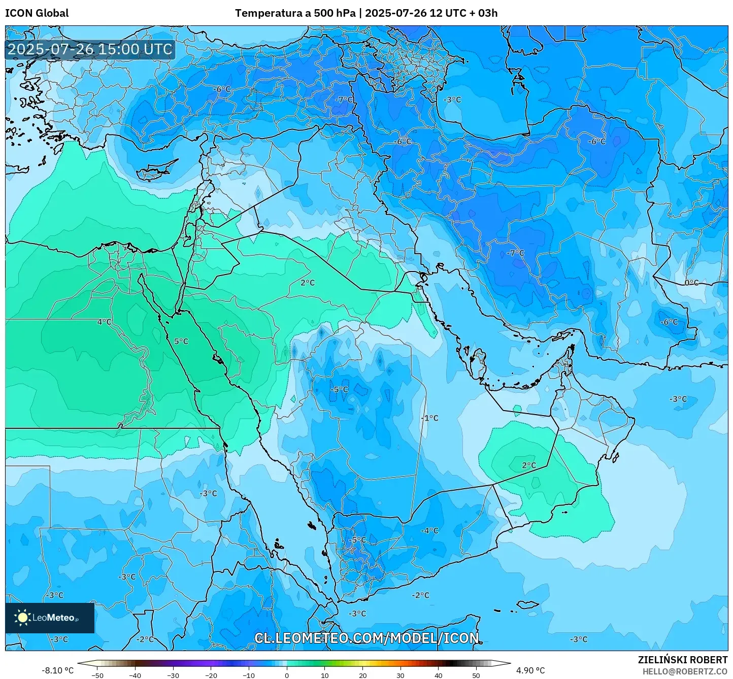 ICON model - Oriente Medio, Temperatura a 500 hPa