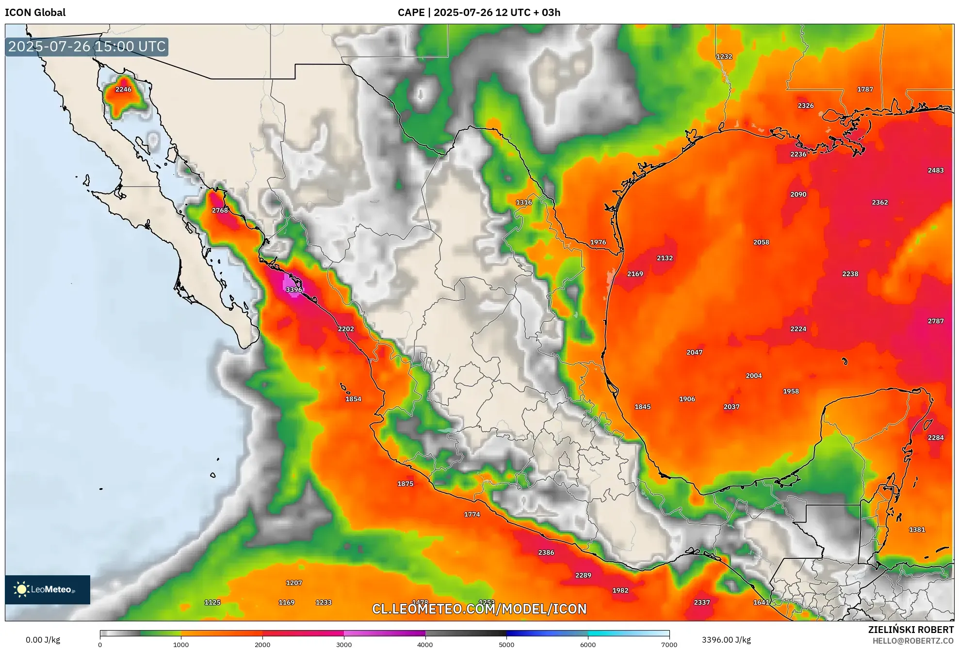 ICON model - México, CAPE