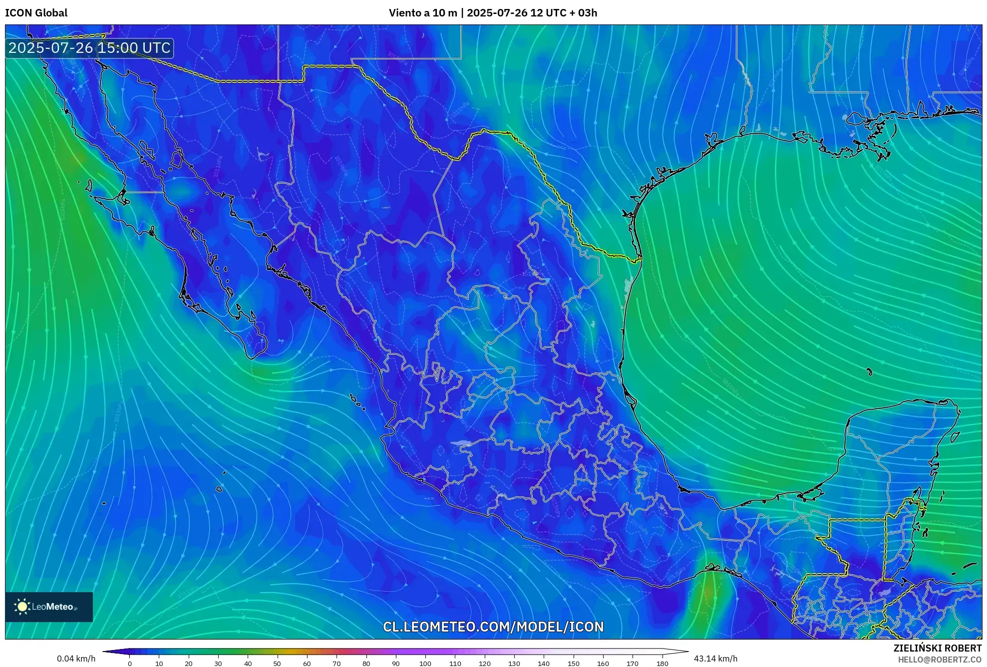 ICON model - México, Viento a 10 m