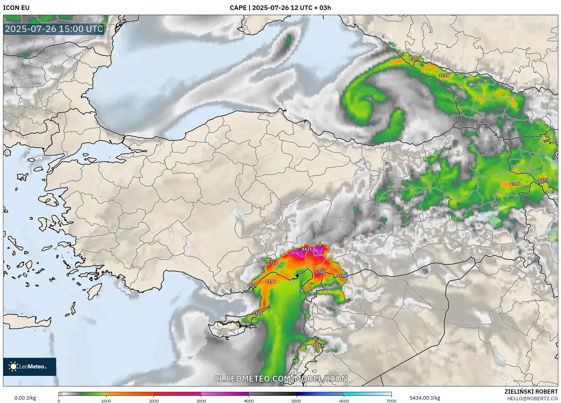 ICON model - Turquía, CAPE