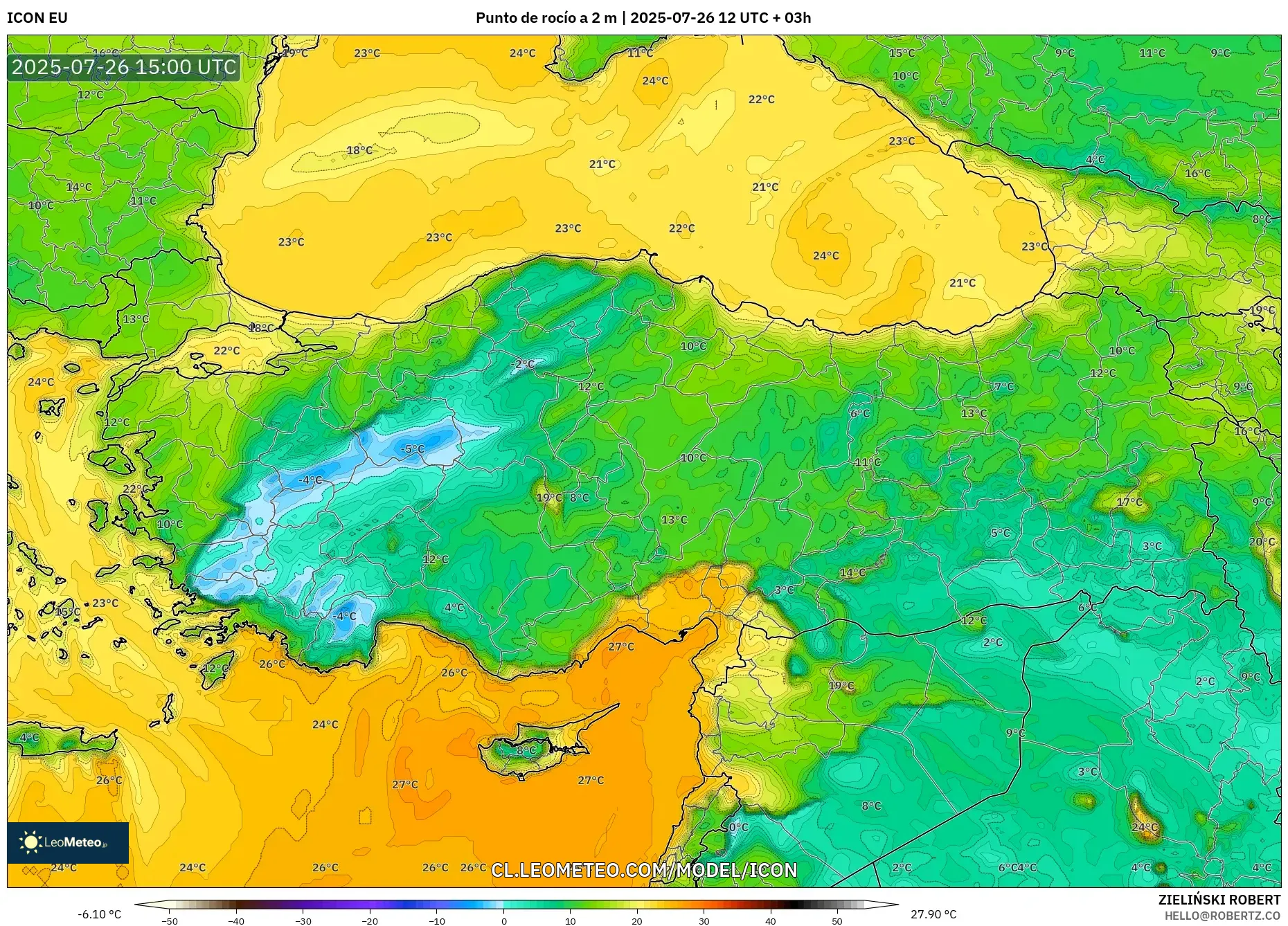 ICON model - Turquía, Punto de rocío a 2 m