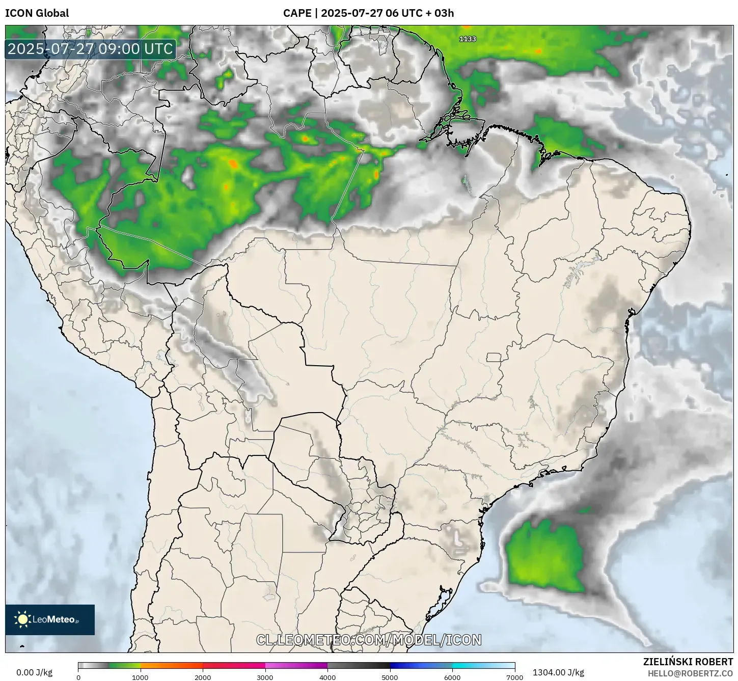 ICON model - Brasil, CAPE ICON model - Brasil, CAPE