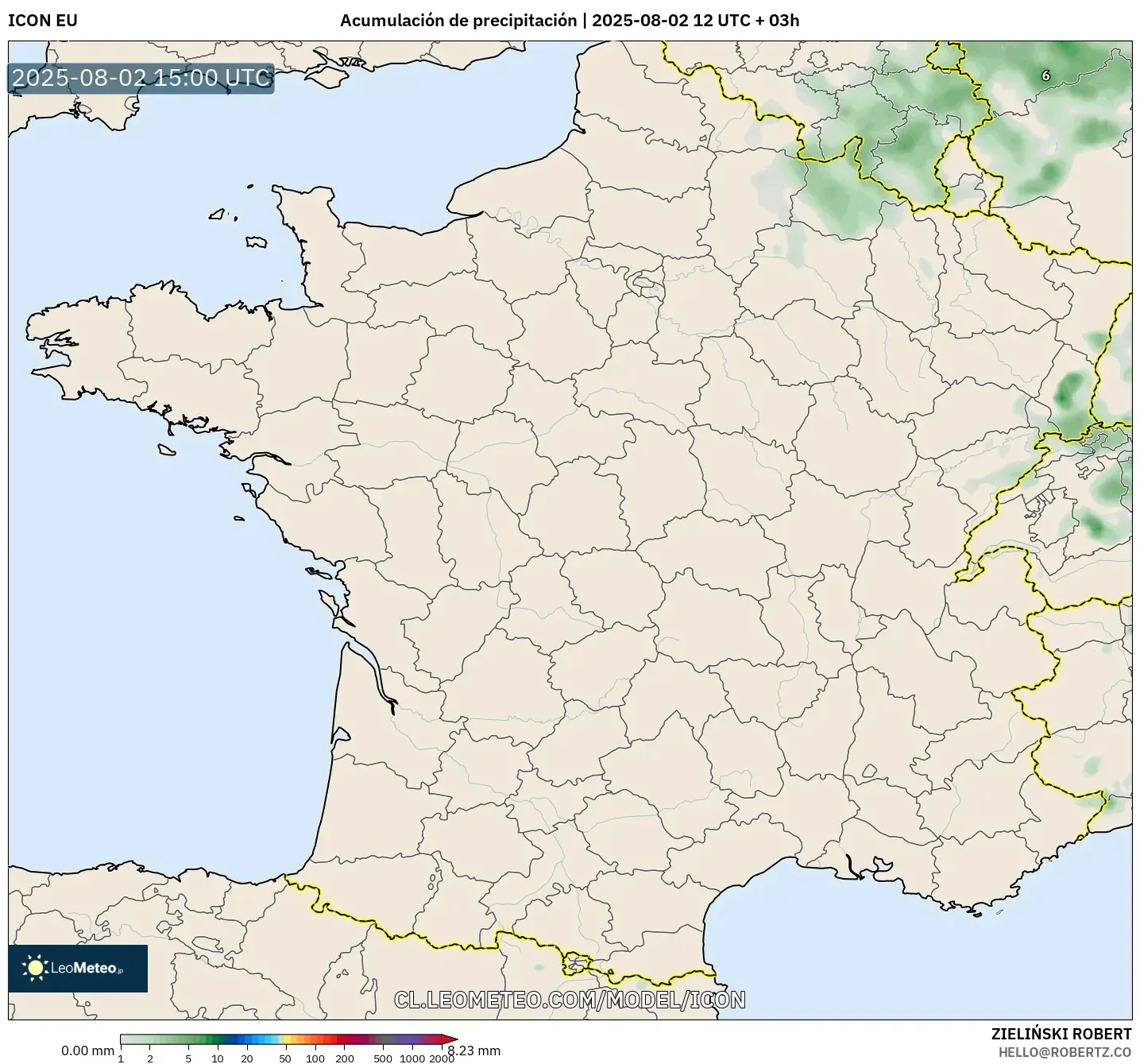 ICON model - Francia, Acumulación de precipitación