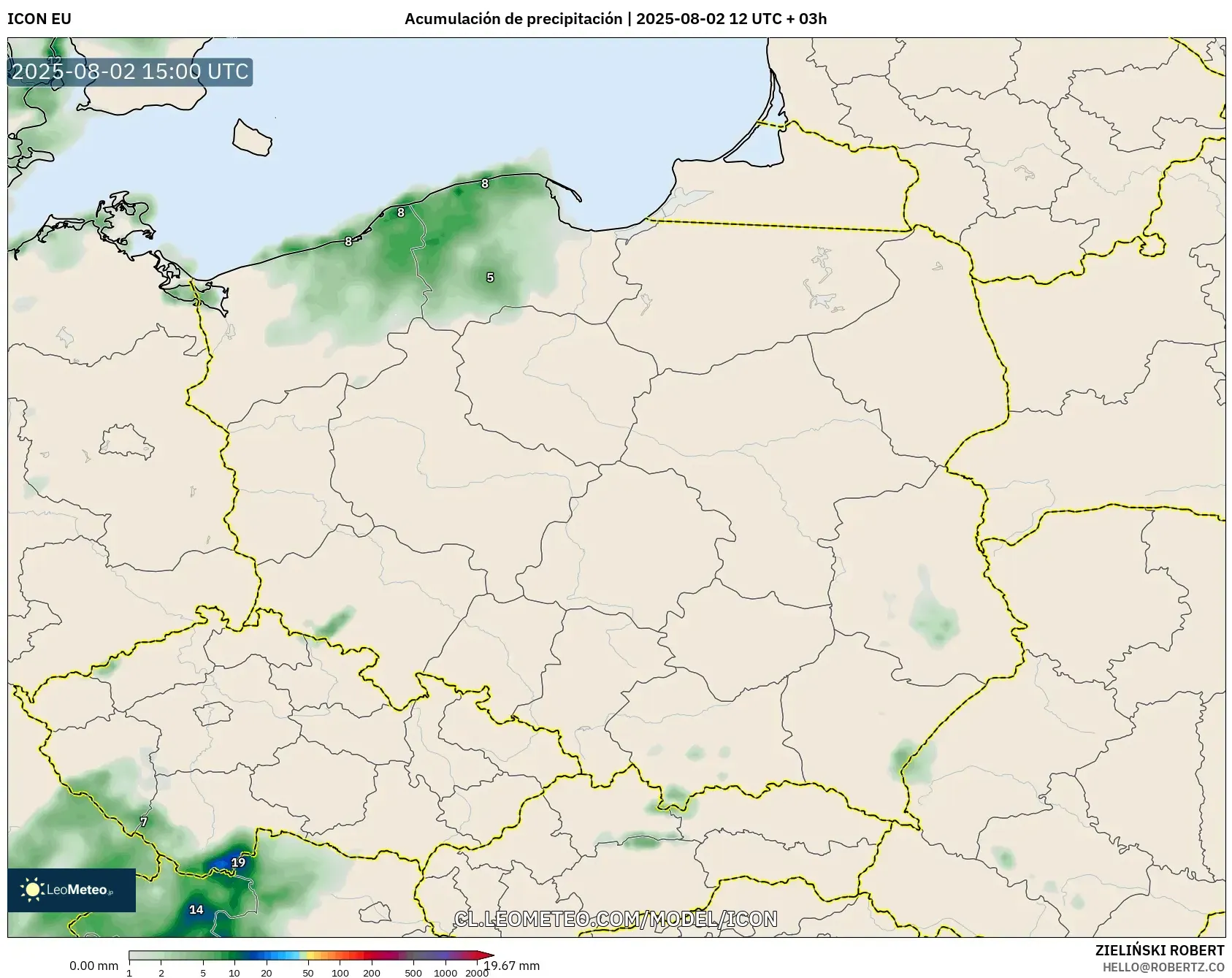 ICON model - Polonia, Acumulación de precipitación