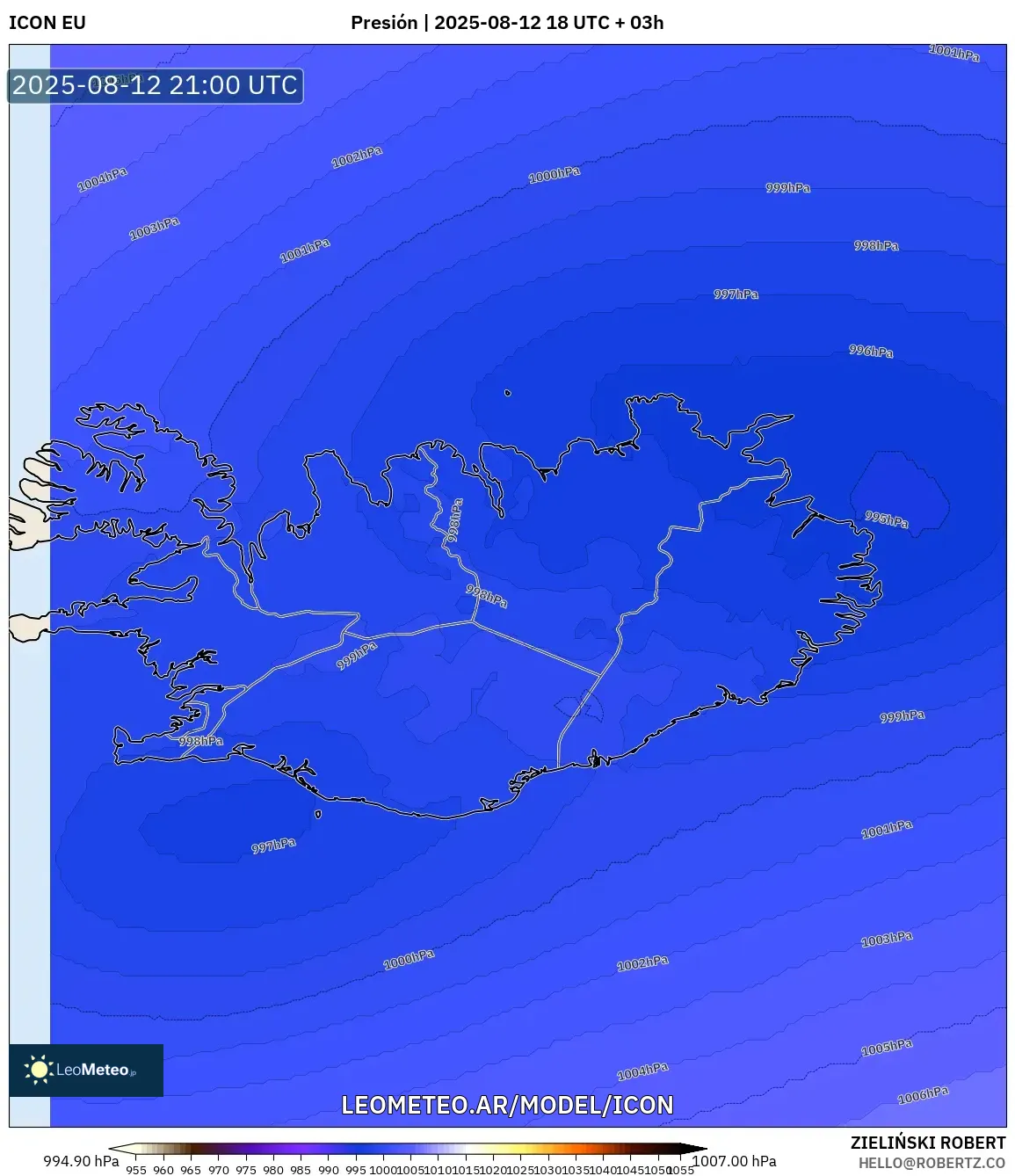 ICON model - Islandia, Presión ICON model - Islandia, Presión