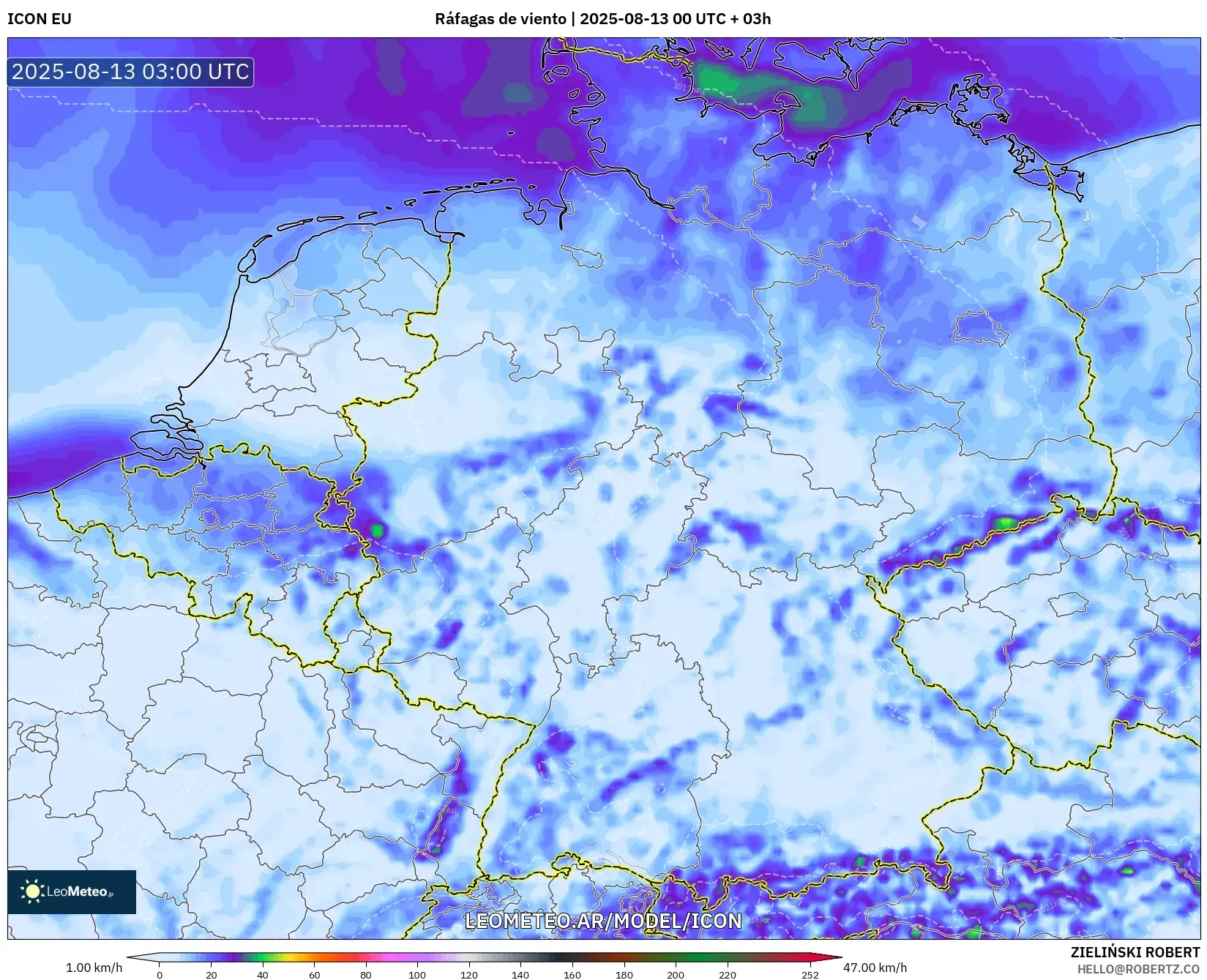 ICON model - Alemania, Ráfagas de viento