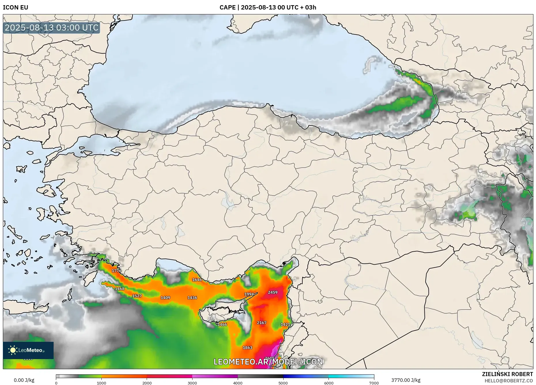 ICON model - Turquía, CAPE ICON model - Turquía, CAPE