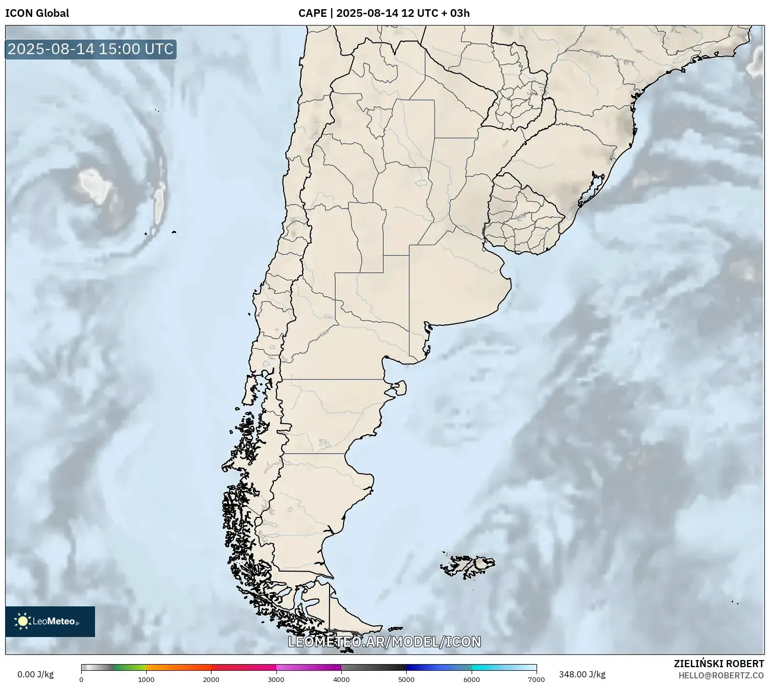 ICON model - Argentina, CAPE