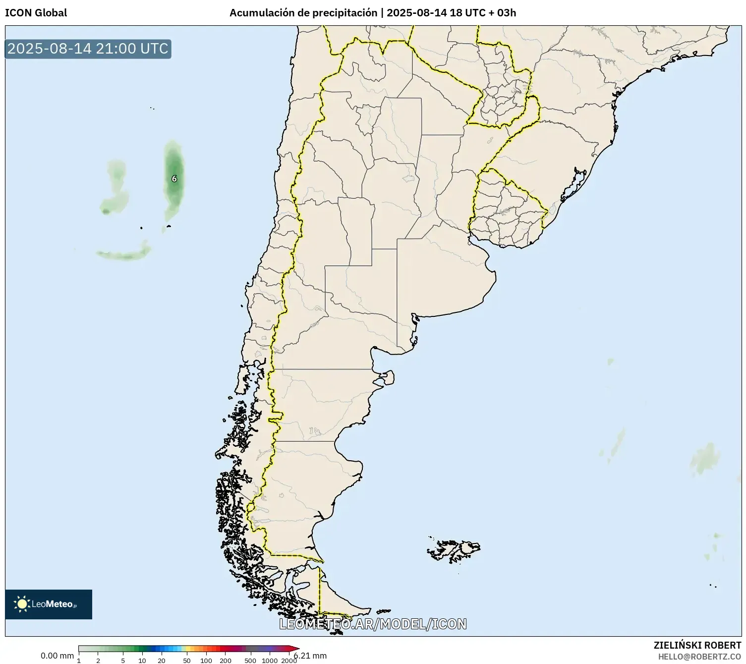 ICON model - Argentina, Acumulación de precipitación