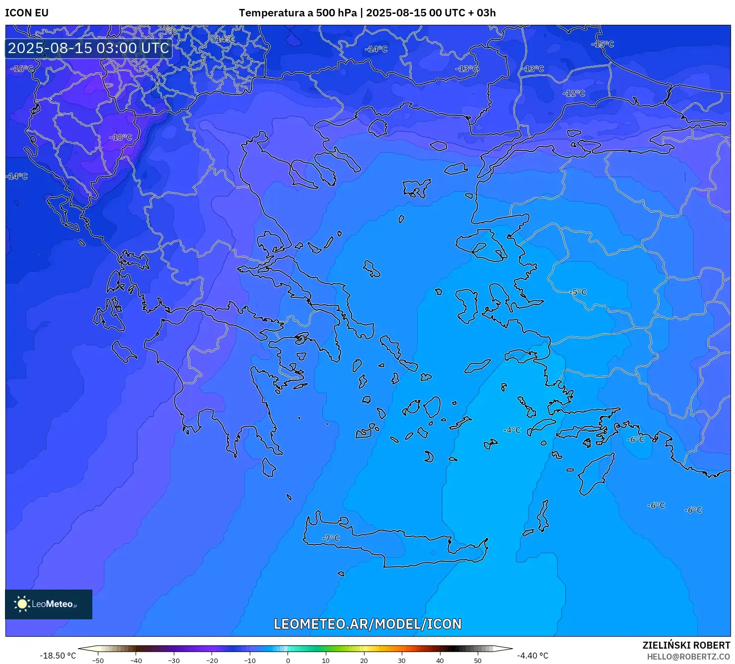 ICON model - Grecia, Temperatura a 500 hPa