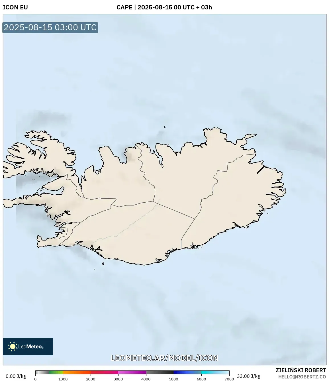 ICON model - Islandia, CAPE