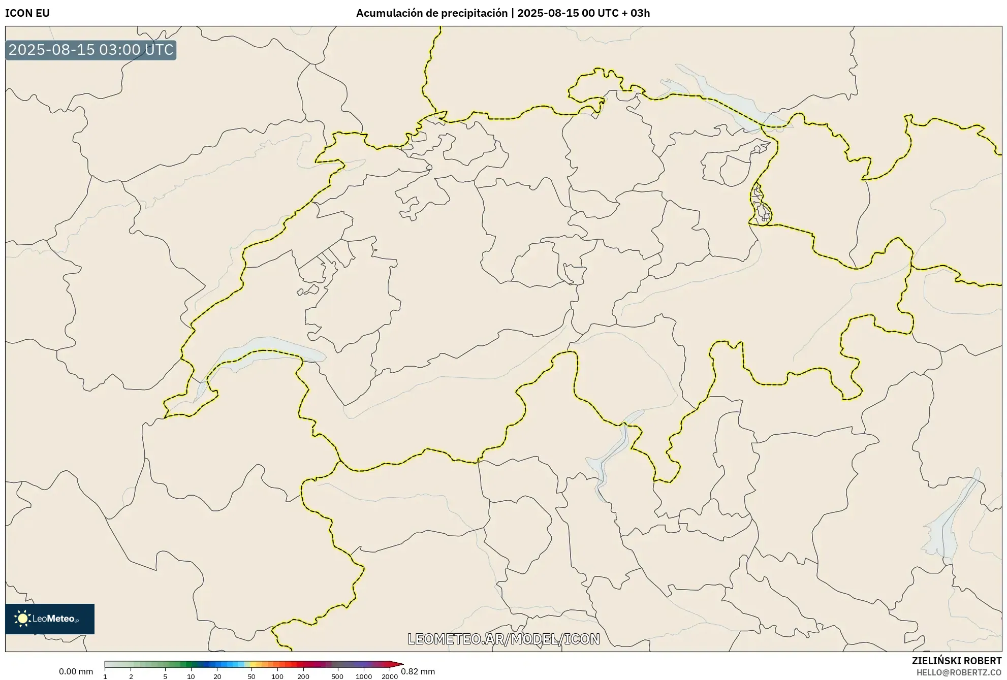 ICON model - Suiza, Acumulación de precipitación