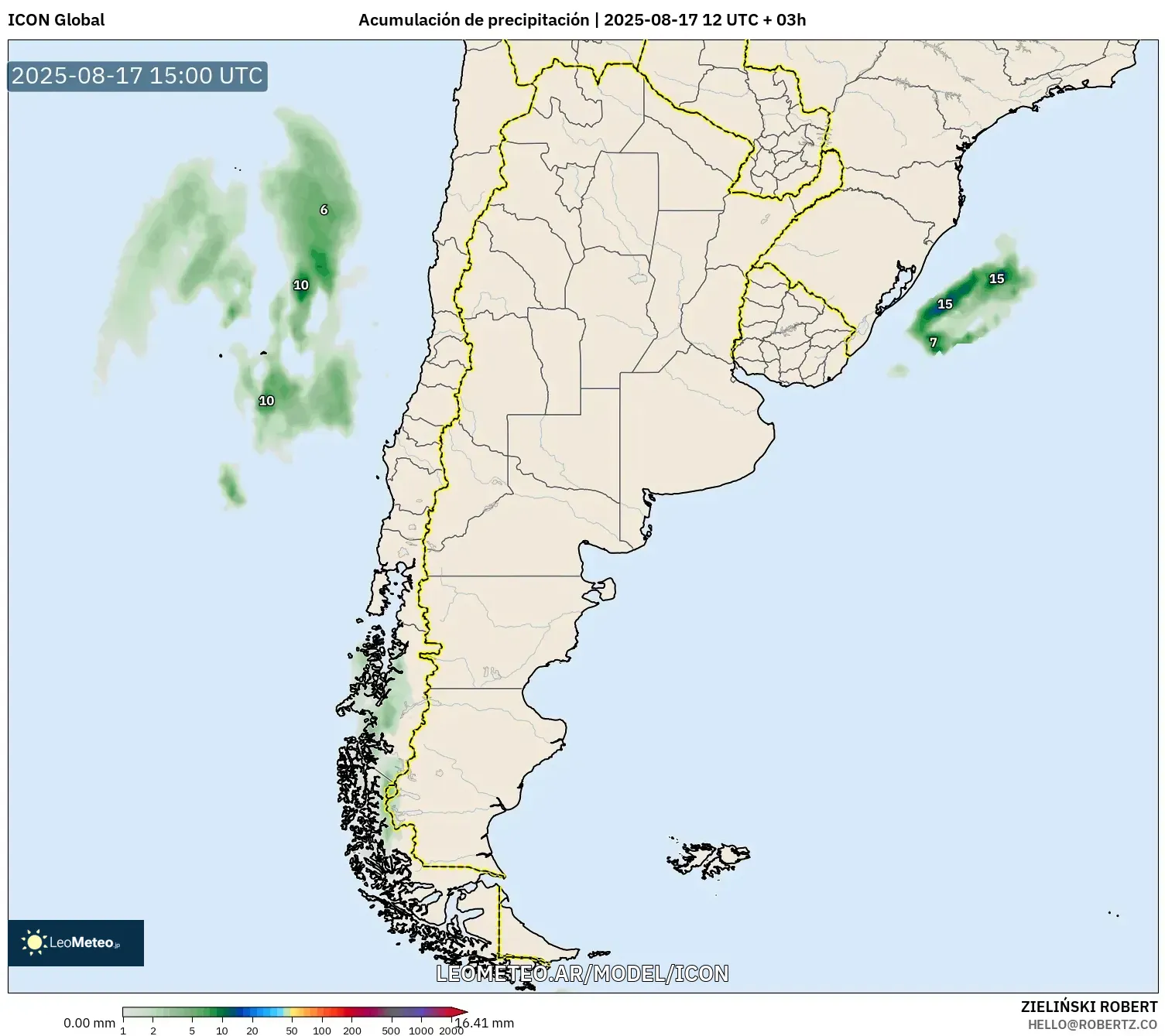 ICON model - Argentina, Acumulación de precipitación ICON model - Argentina, Acumulación de precipitación