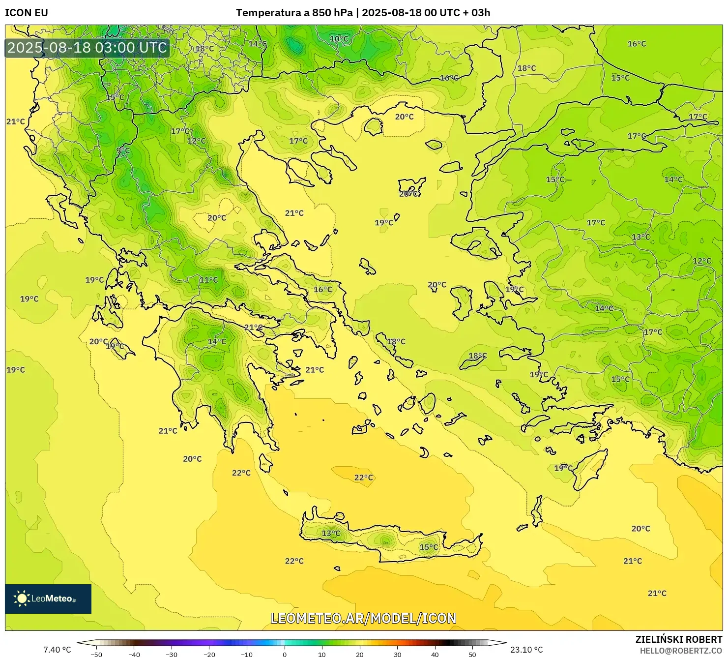 ICON model - Grecia, Temperatura a 850 hPa