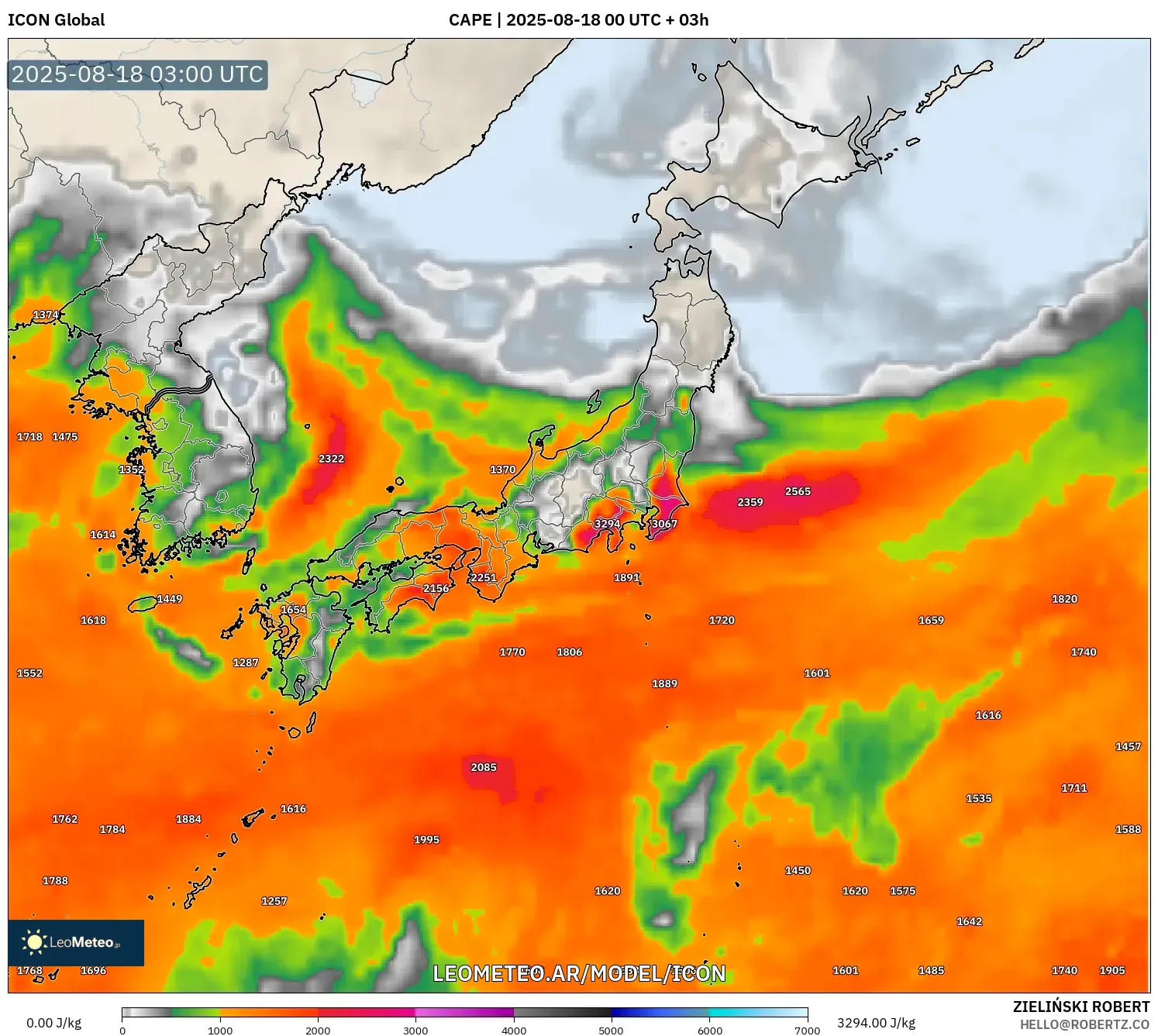 ICON model - Japón, CAPE