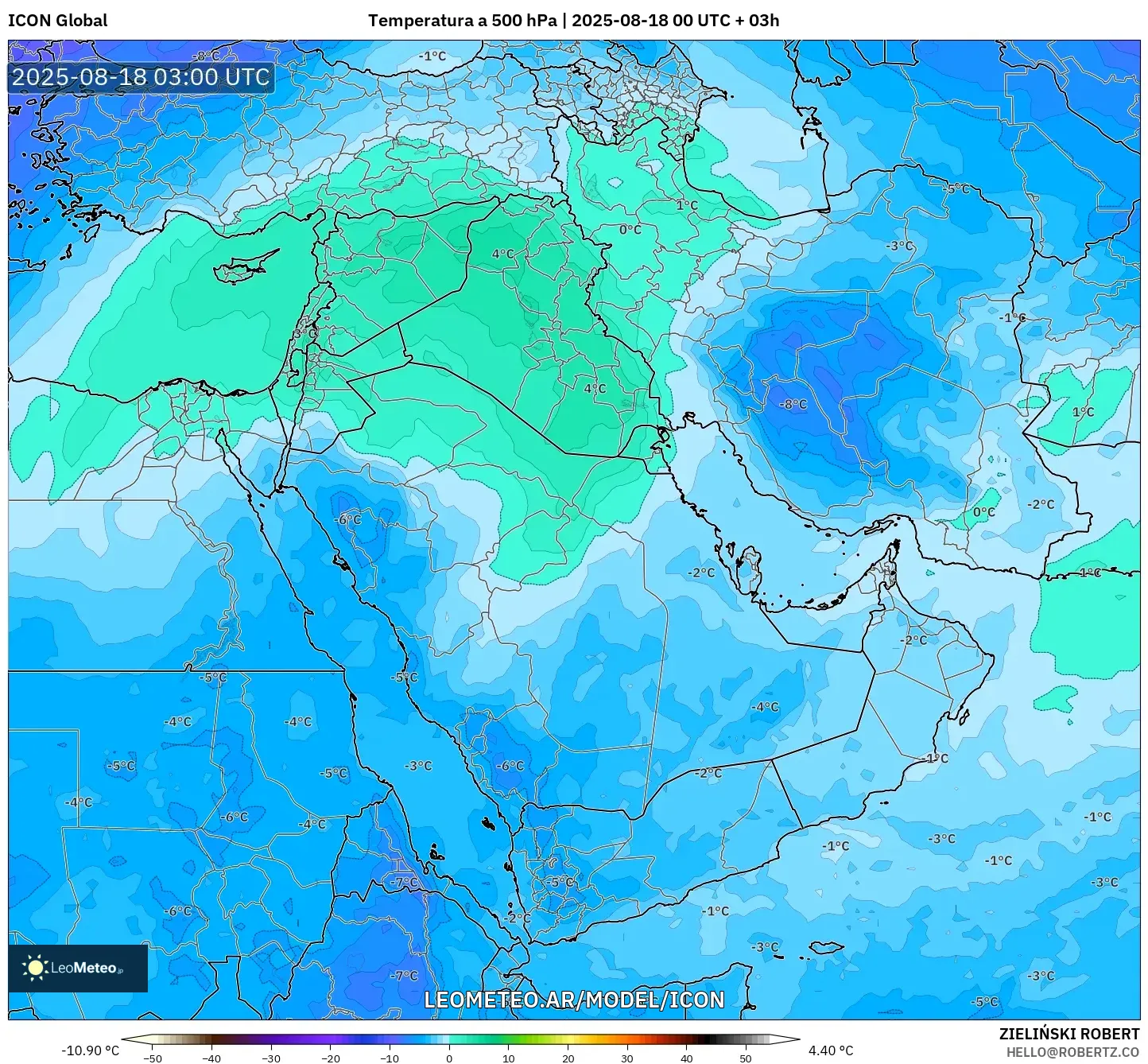 ICON model - Oriente Medio, Temperatura a 500 hPa