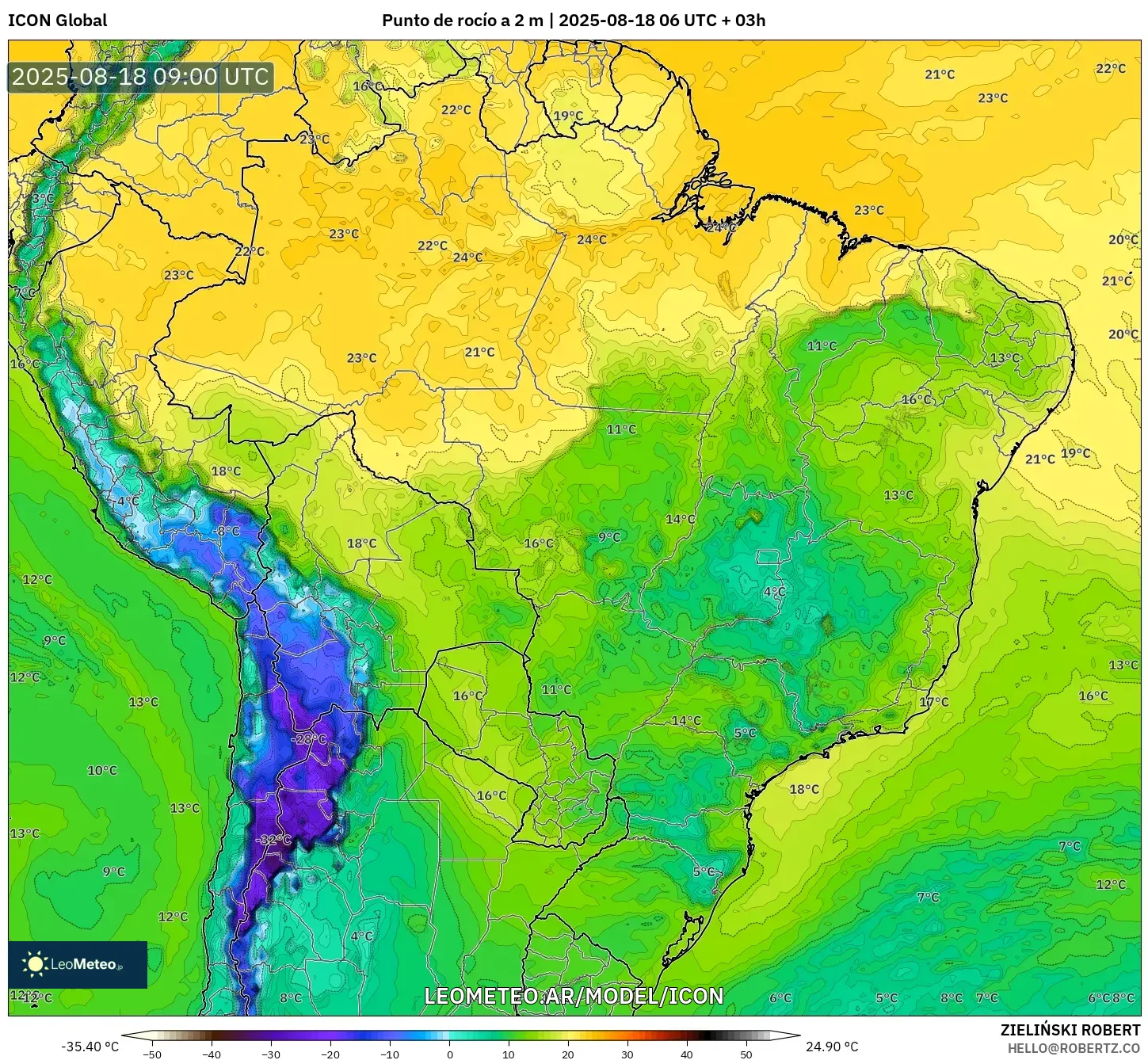 ICON model - Brasil, Punto de rocío a 2 m