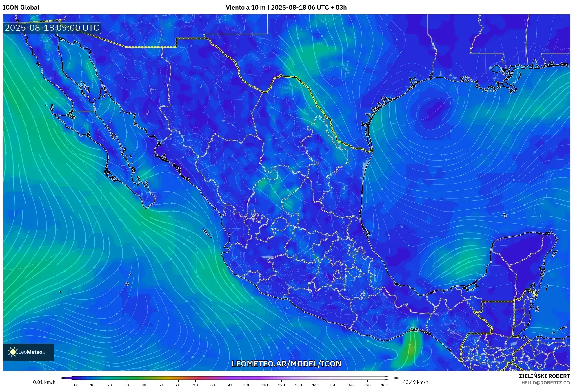 ICON model - México, Viento a 10 m