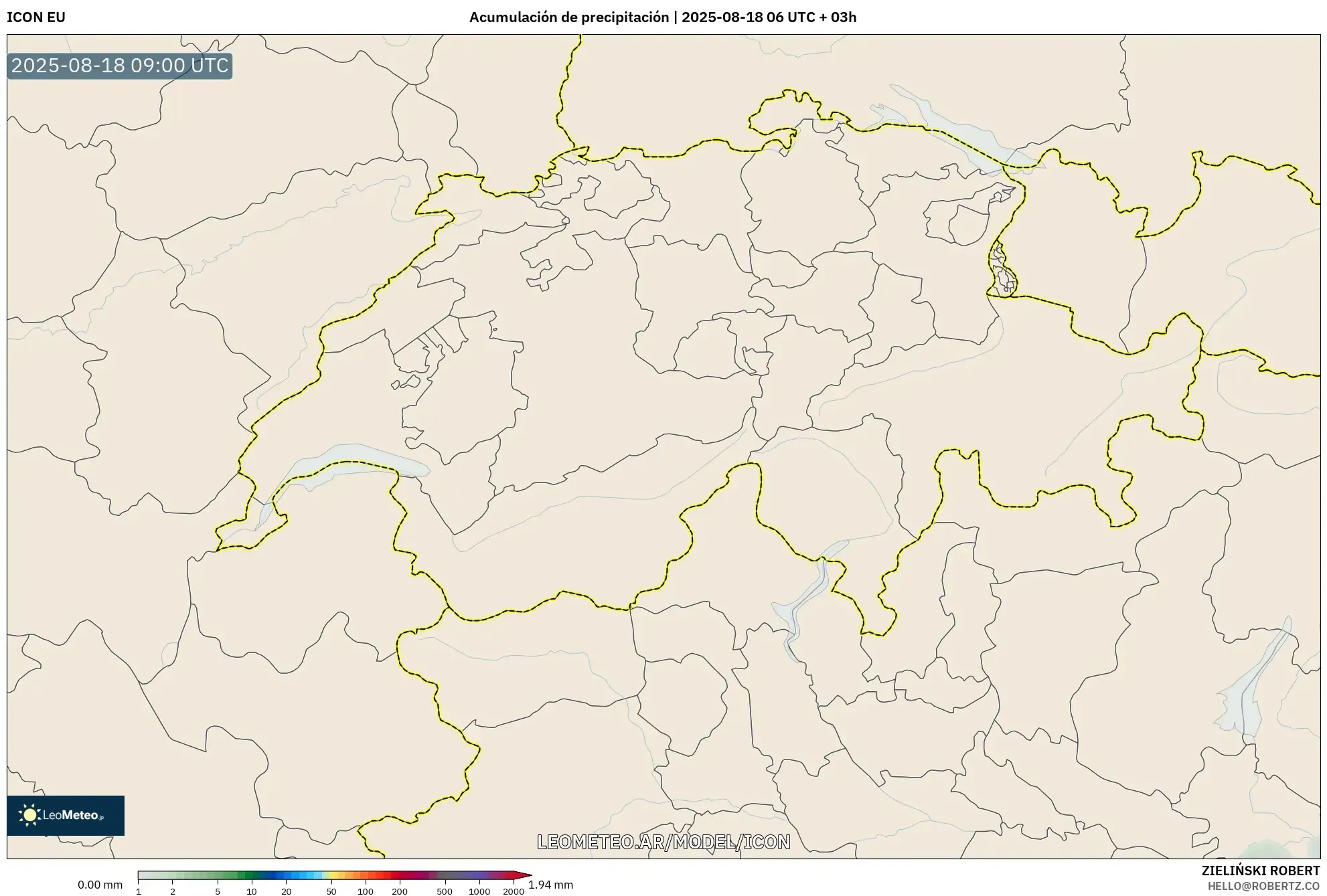 ICON model - Suiza, Acumulación de precipitación
