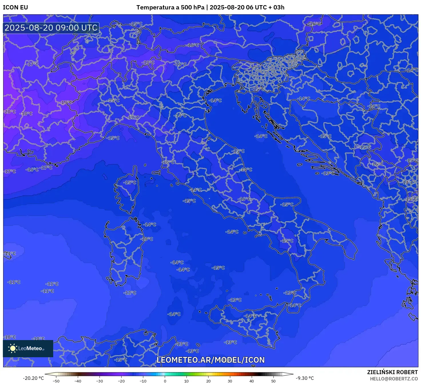 ICON model - Italia, Temperatura a 500 hPa