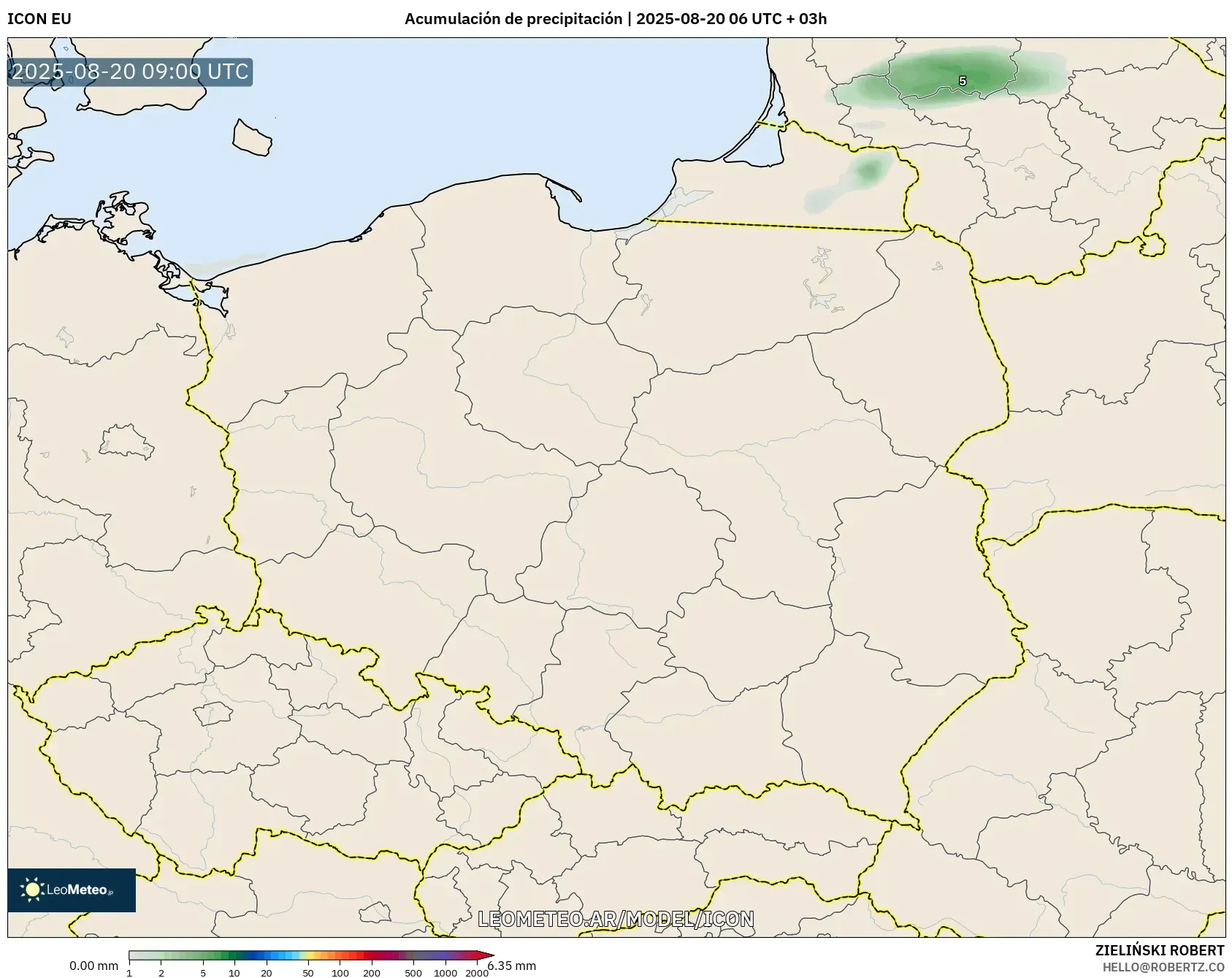 ICON model - Polonia, Acumulación de precipitación