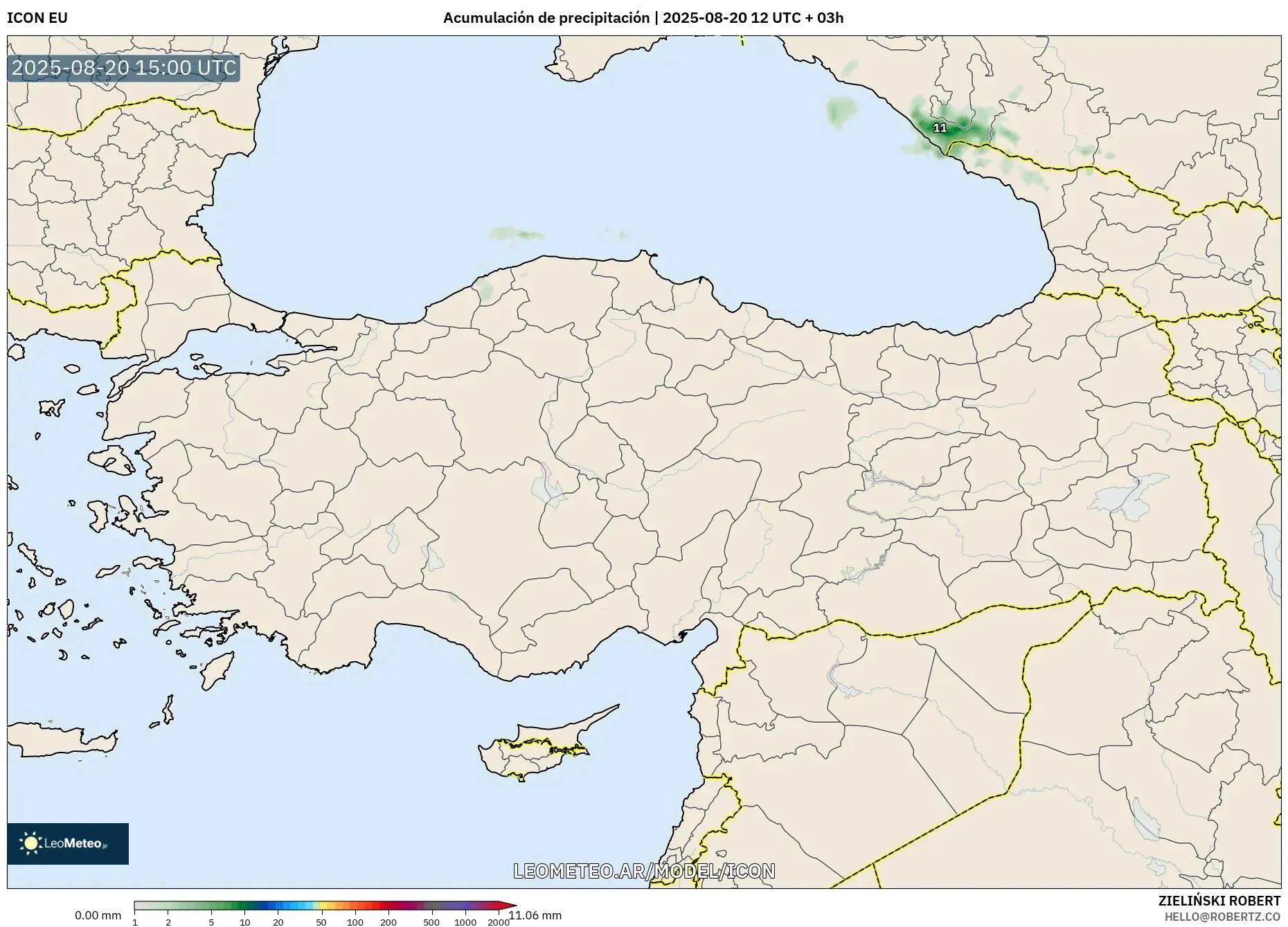 ICON model - Turquía, Acumulación de precipitación