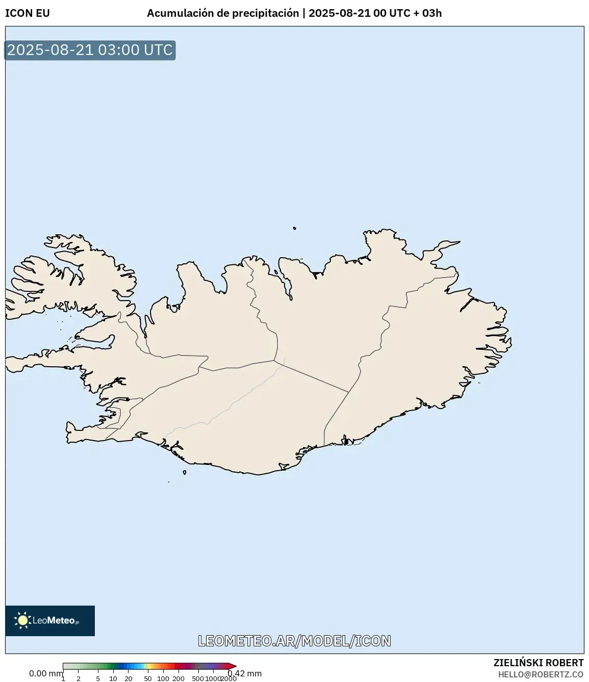 ICON model - Islandia, Acumulación de precipitación