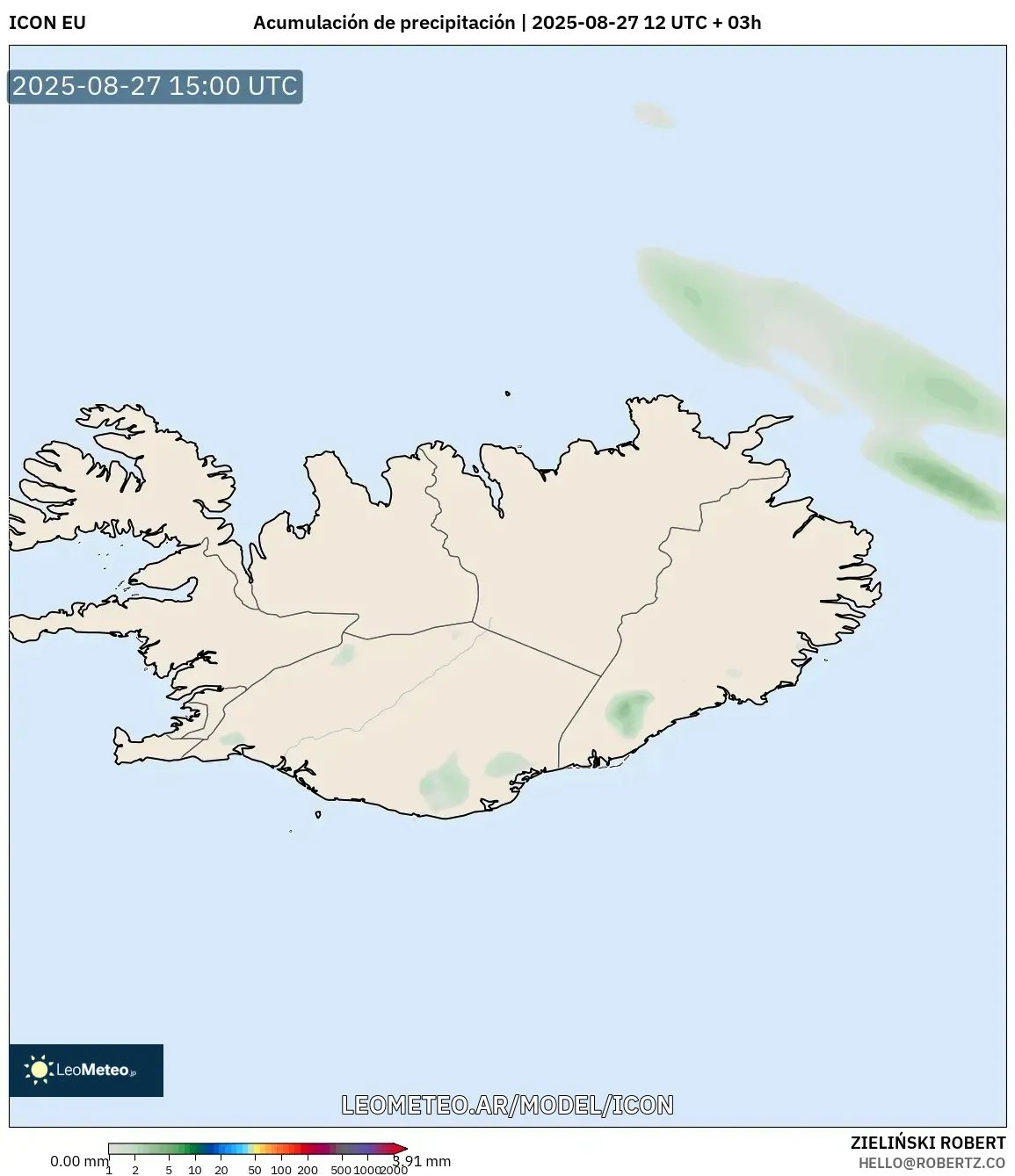 ICON model - Islandia, Acumulación de precipitación ICON model - Islandia, Acumulación de precipitación
