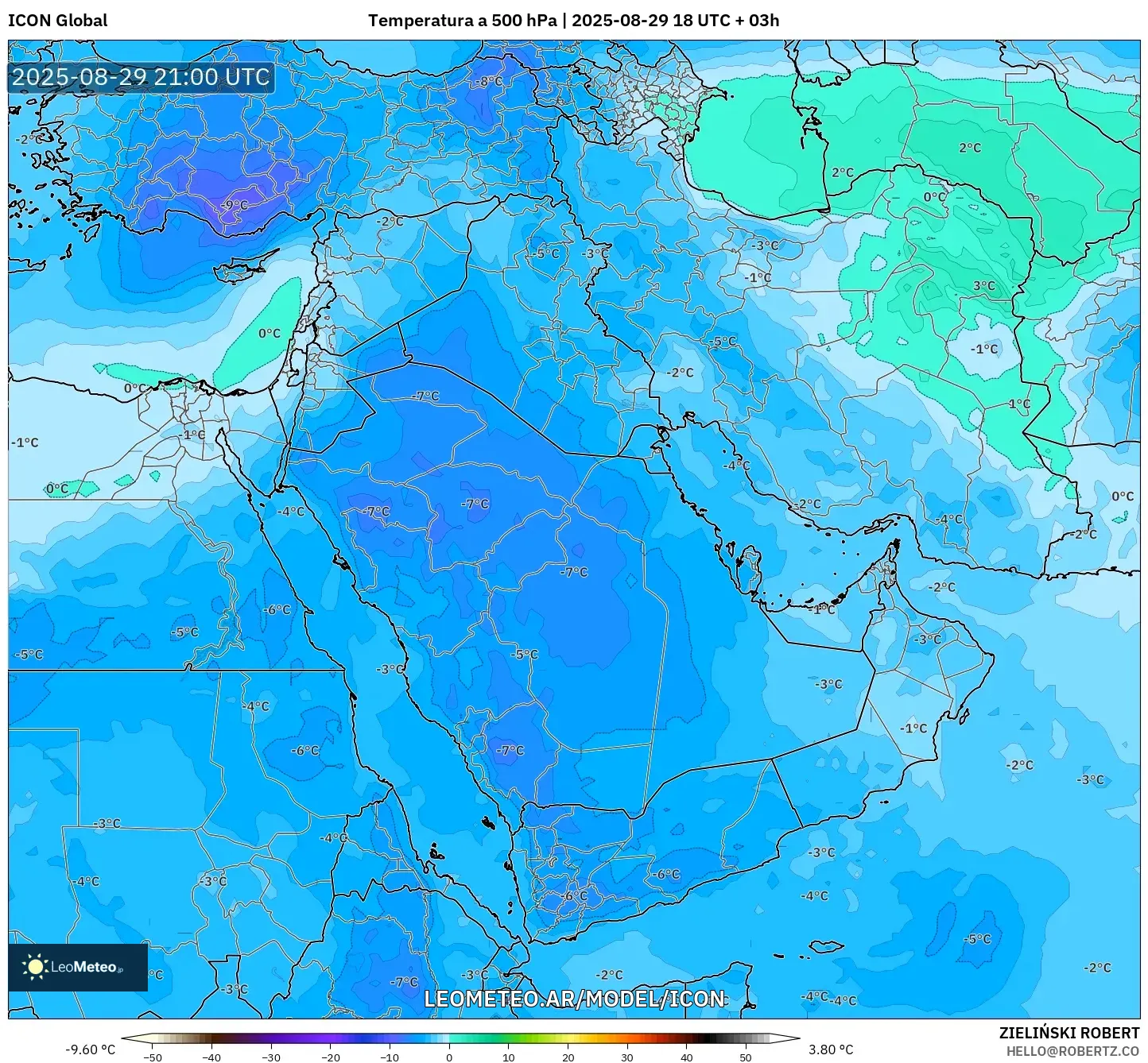 ICON model - Oriente Medio, Temperatura a 500 hPa ICON model - Oriente Medio, Temperatura a 500 hPa