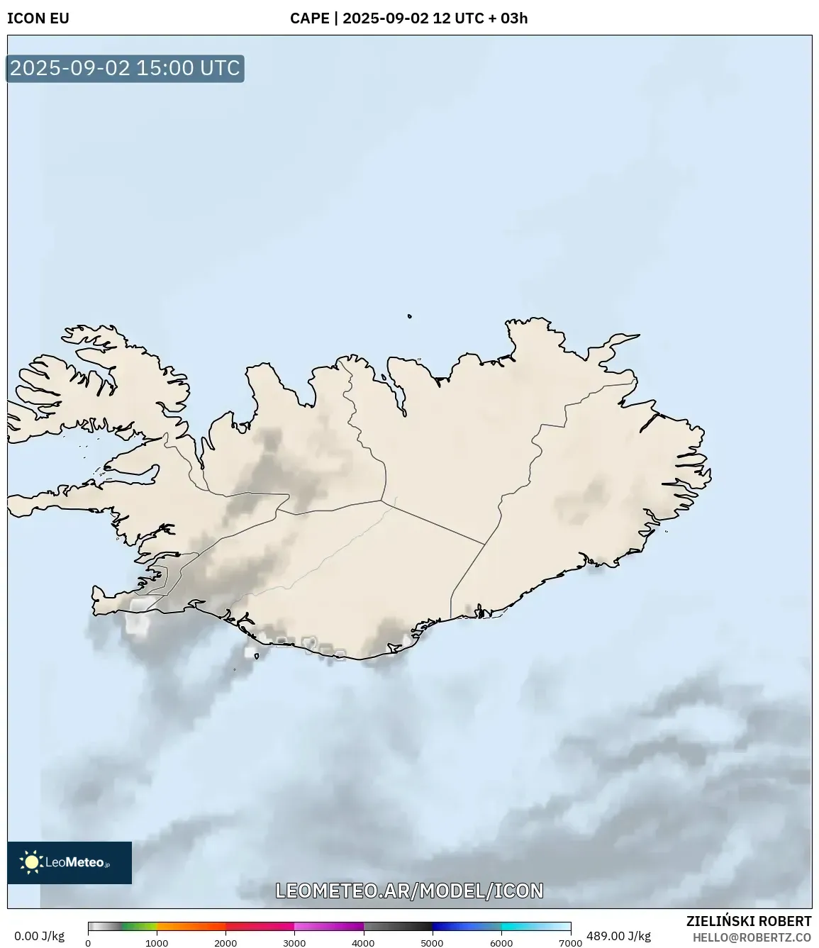 ICON model - Islandia, CAPE ICON model - Islandia, CAPE