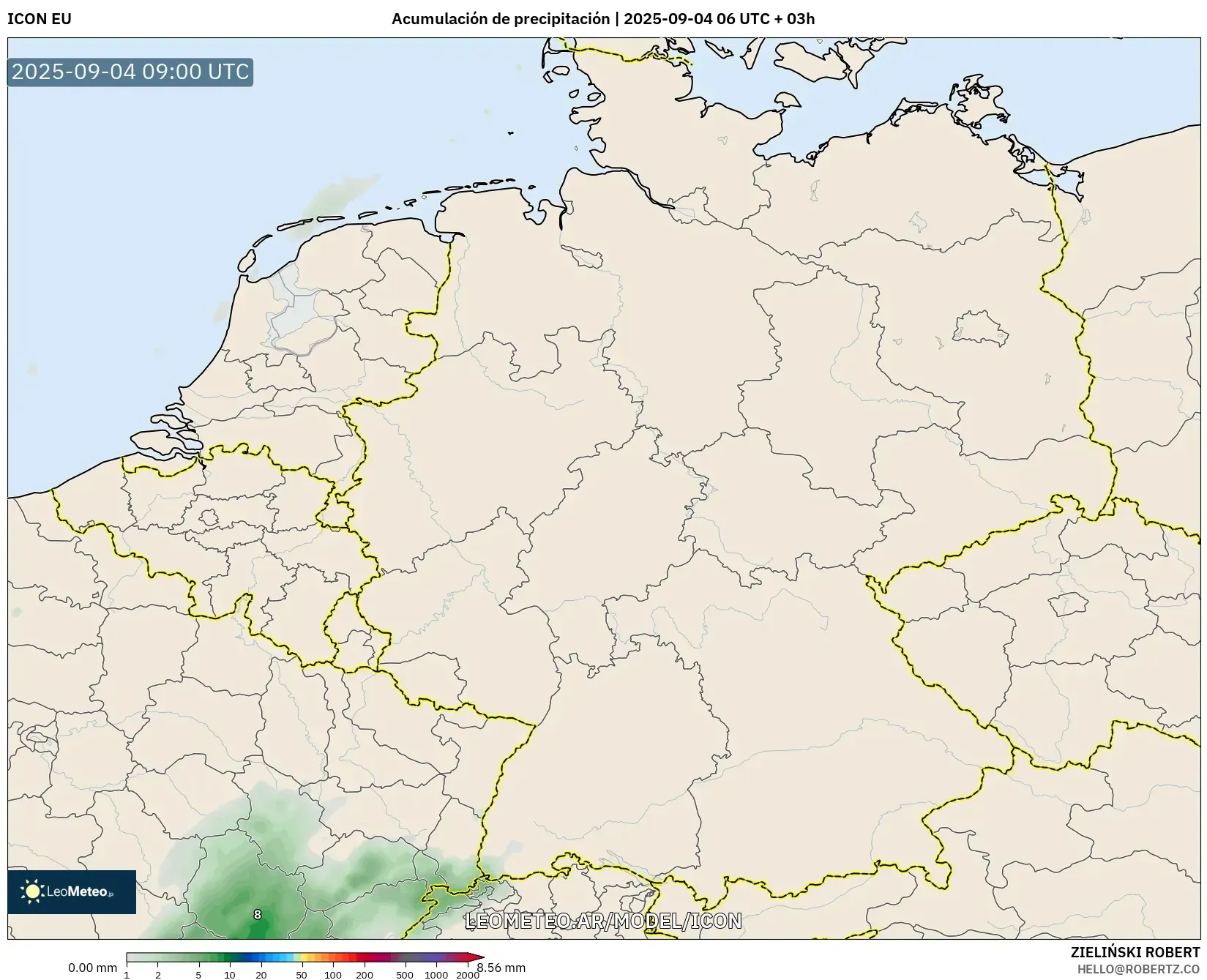 ICON model - Alemania, Acumulación de precipitación ICON model - Alemania, Acumulación de precipitación