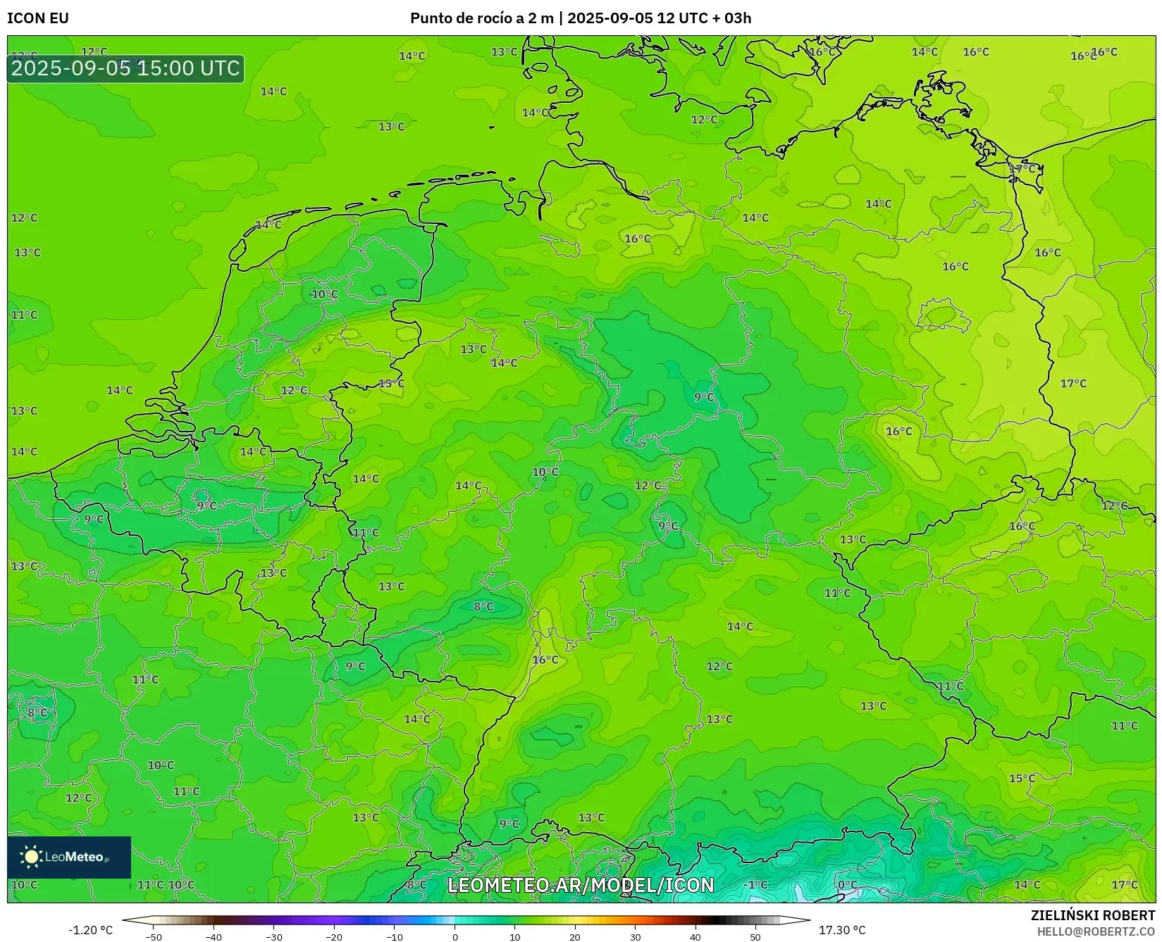 ICON model - Alemania, Punto de rocío a 2 m