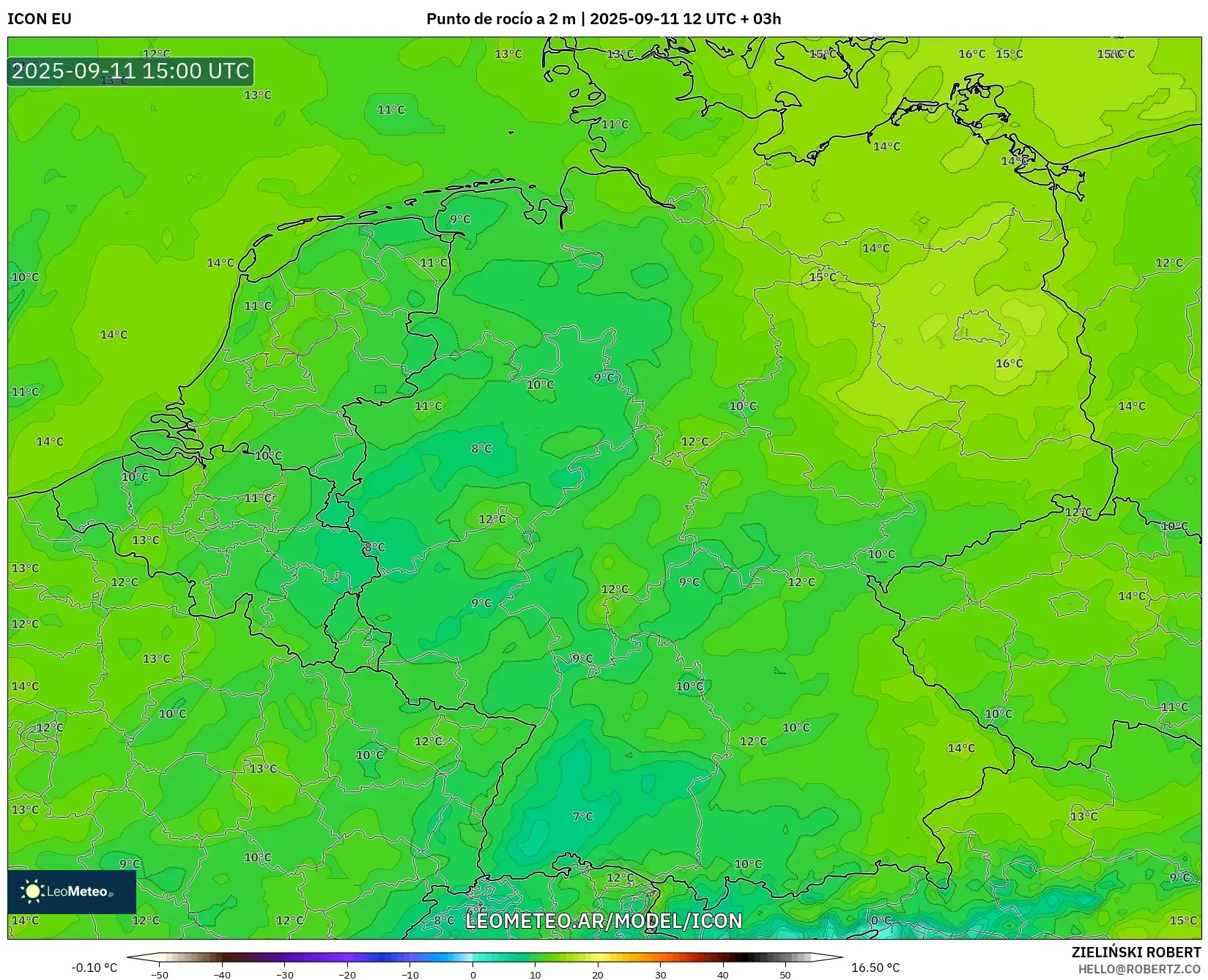 ICON model - Alemania, Punto de rocío a 2 m