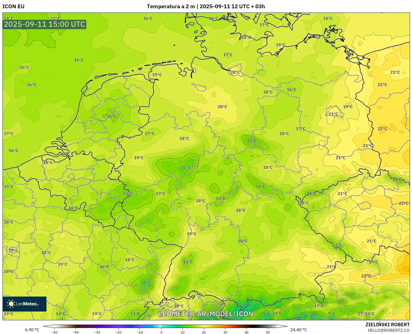 ICON model - Alemania, Temperatura a 2 m