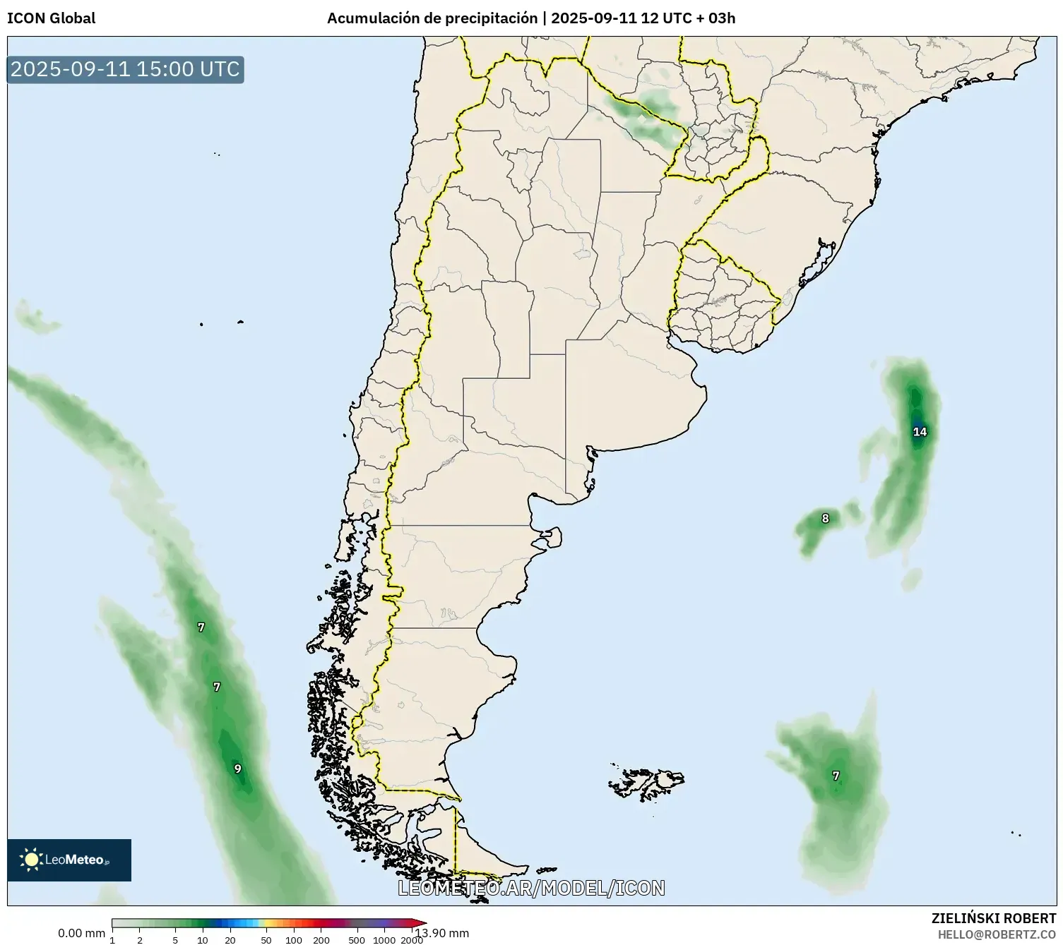 ICON model - Argentina, Acumulación de precipitación