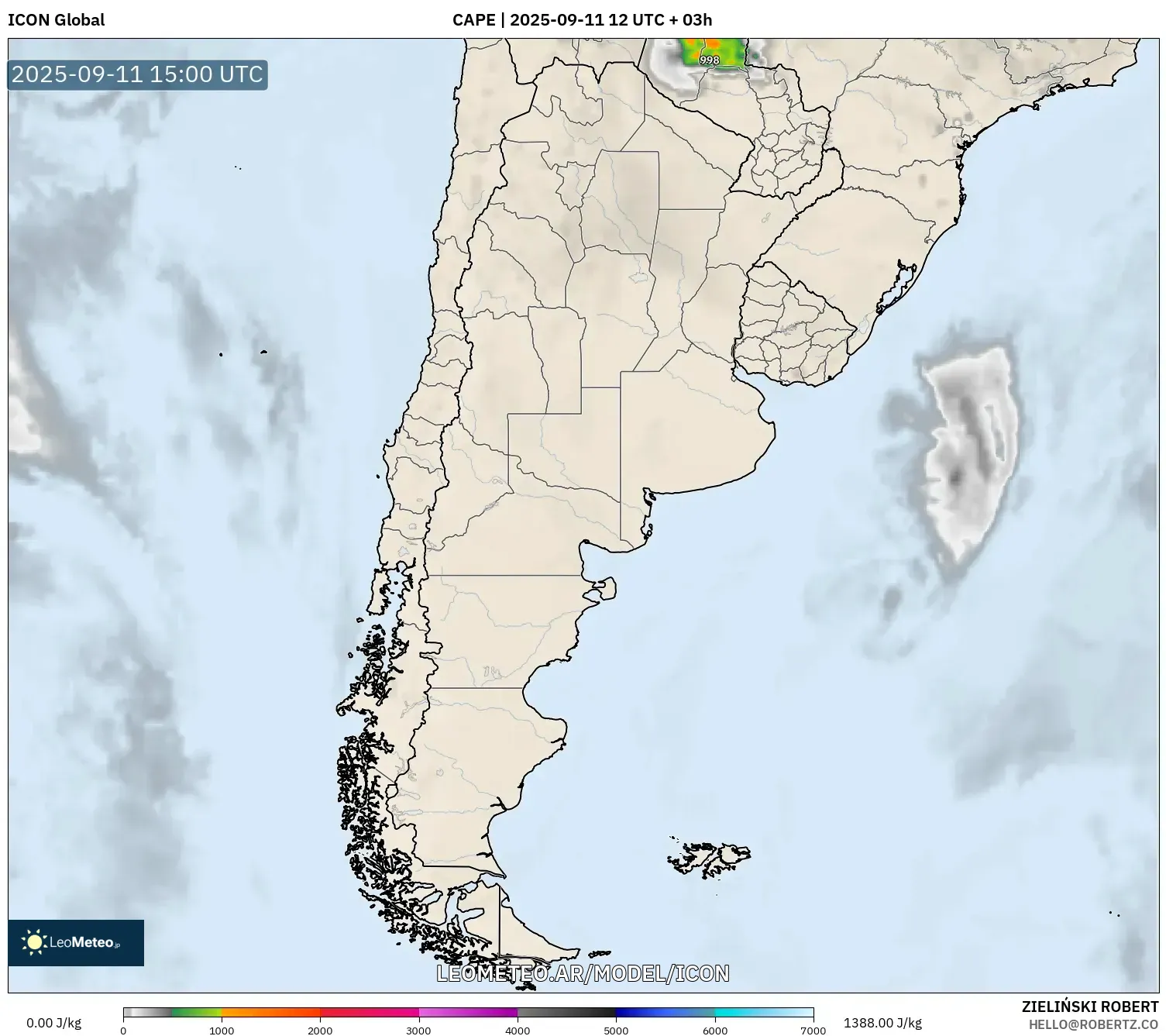 ICON model - Argentina, CAPE