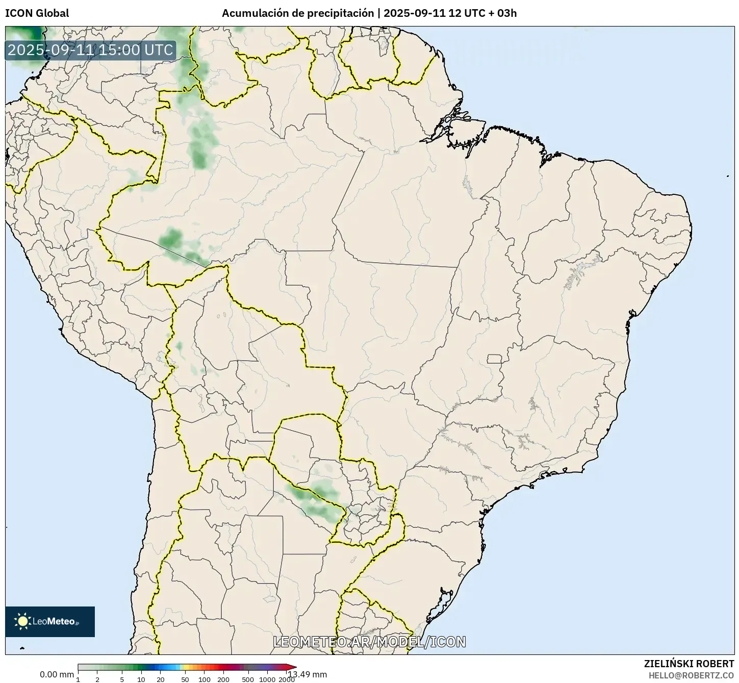 ICON model - Brasil, Acumulación de precipitación