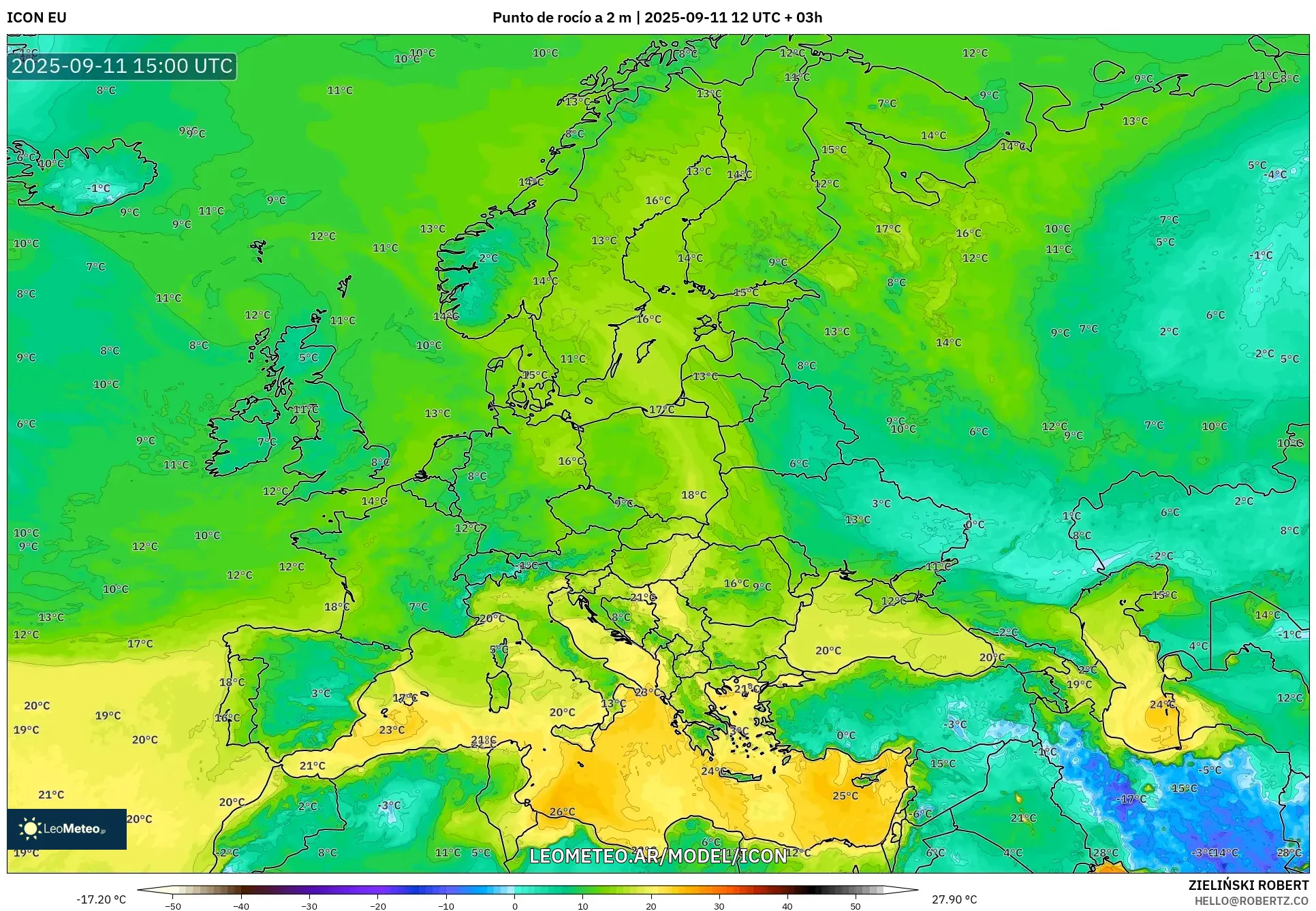 ICON model - Europa, Punto de rocío a 2 m