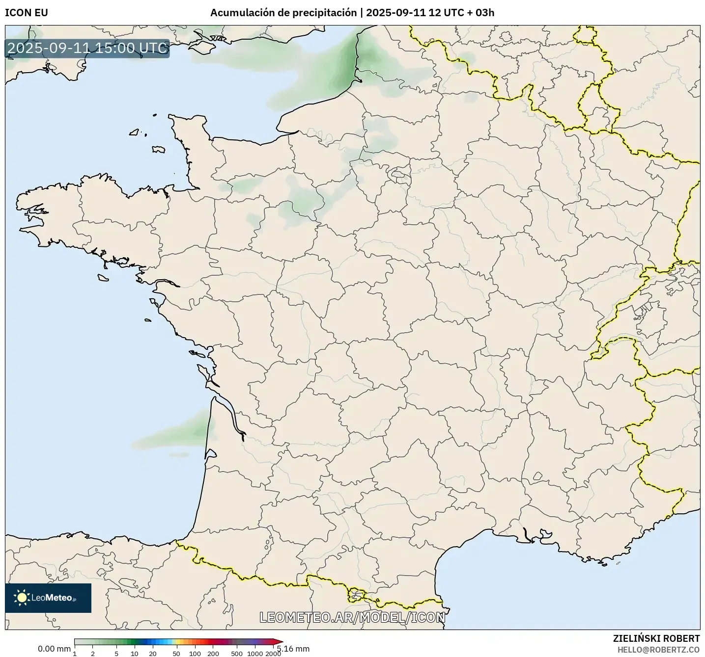 ICON model - Francia, Acumulación de precipitación