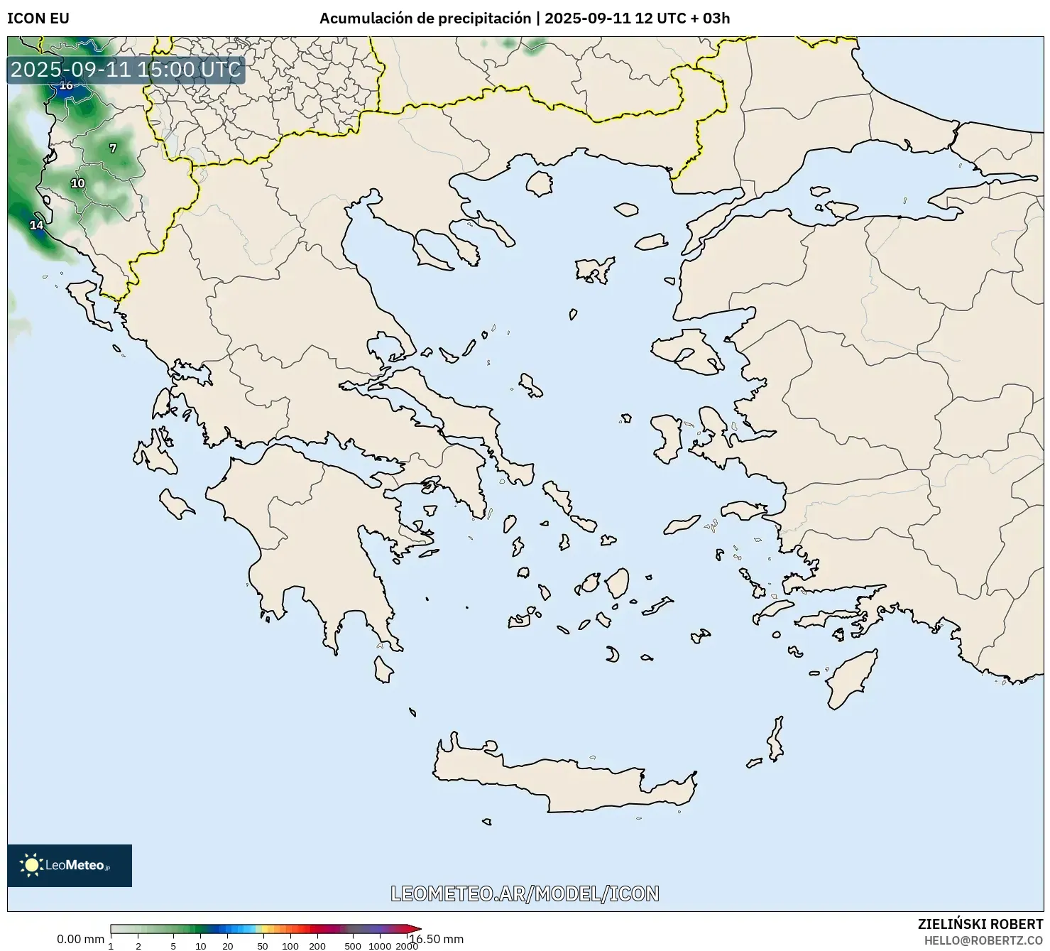 ICON model - Grecia, Acumulación de precipitación