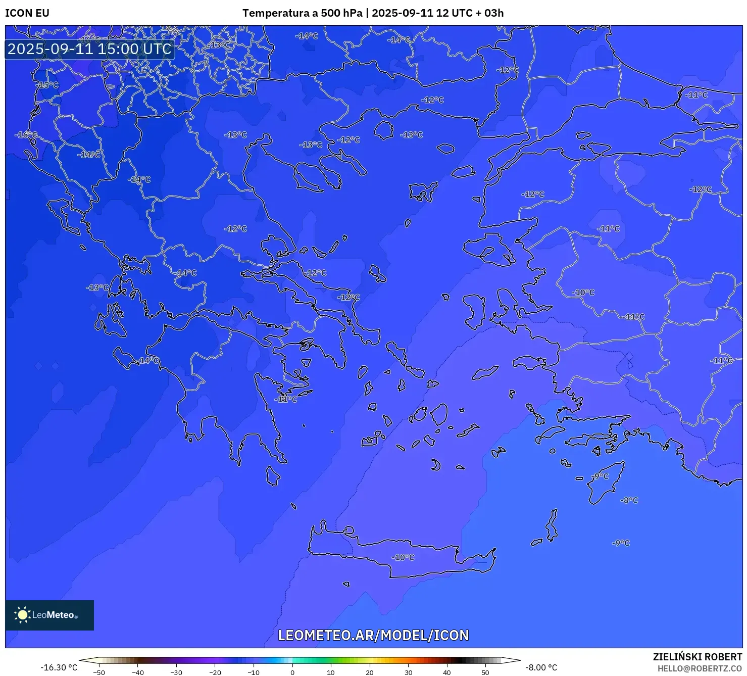 ICON model - Grecia, Temperatura a 500 hPa