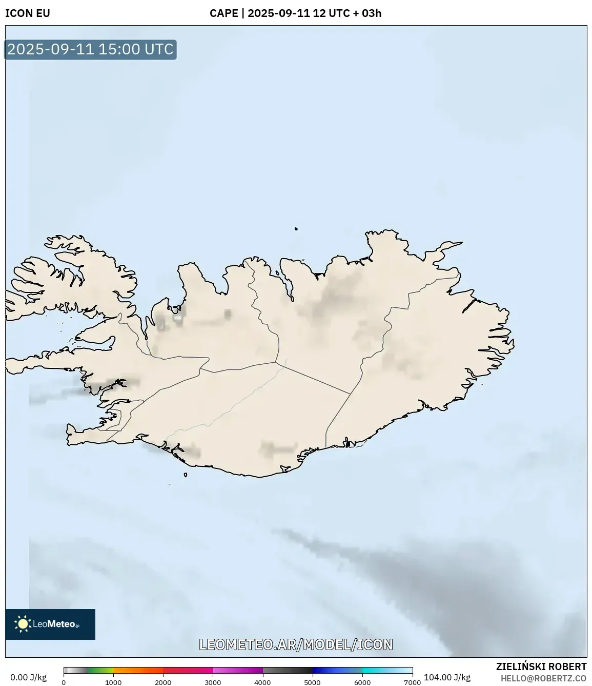 ICON model - Islandia, CAPE