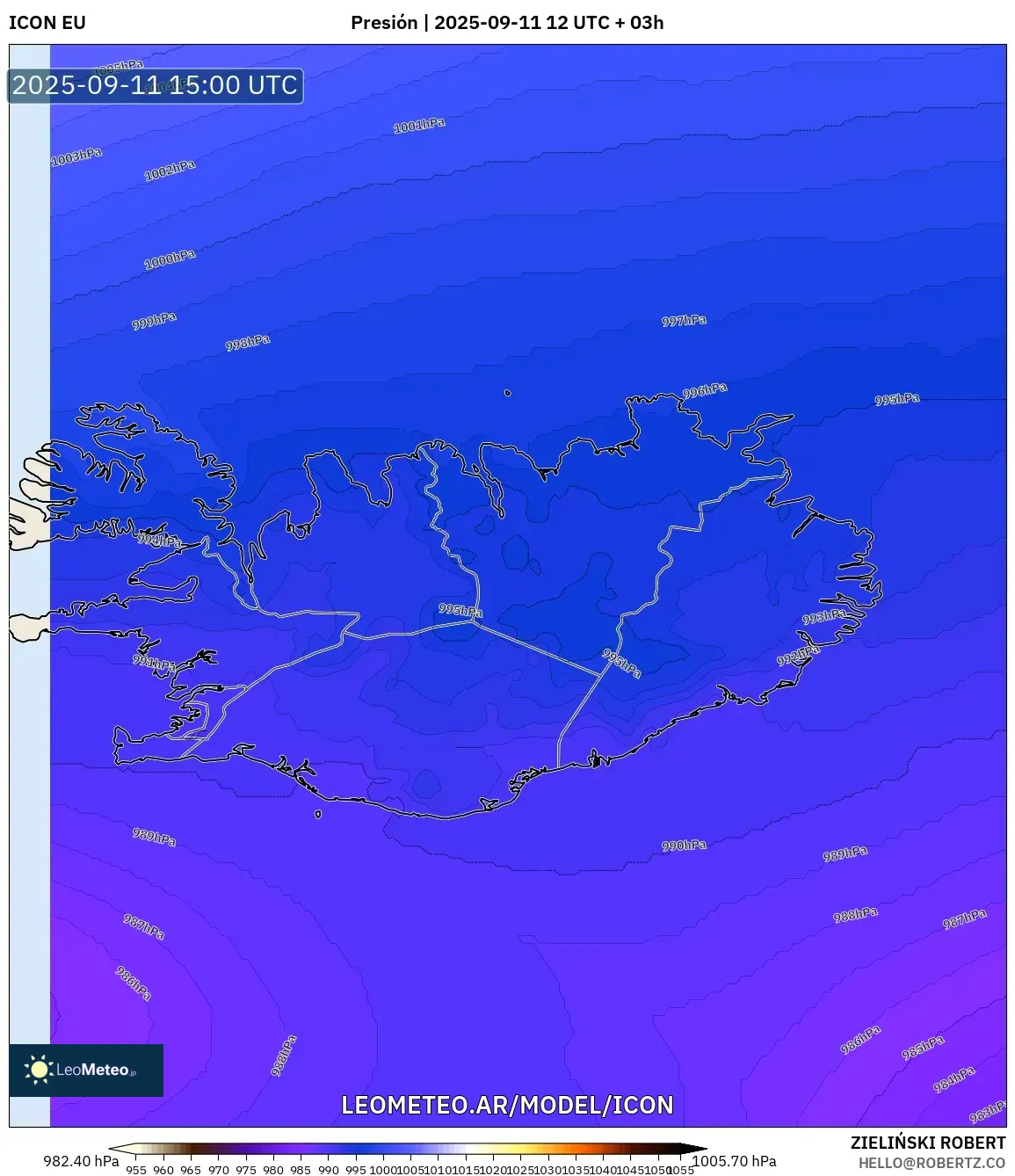ICON model - Islandia, Presión