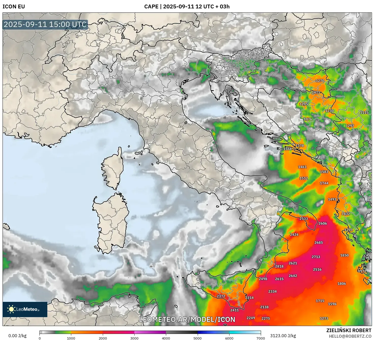 ICON model - Italia, CAPE