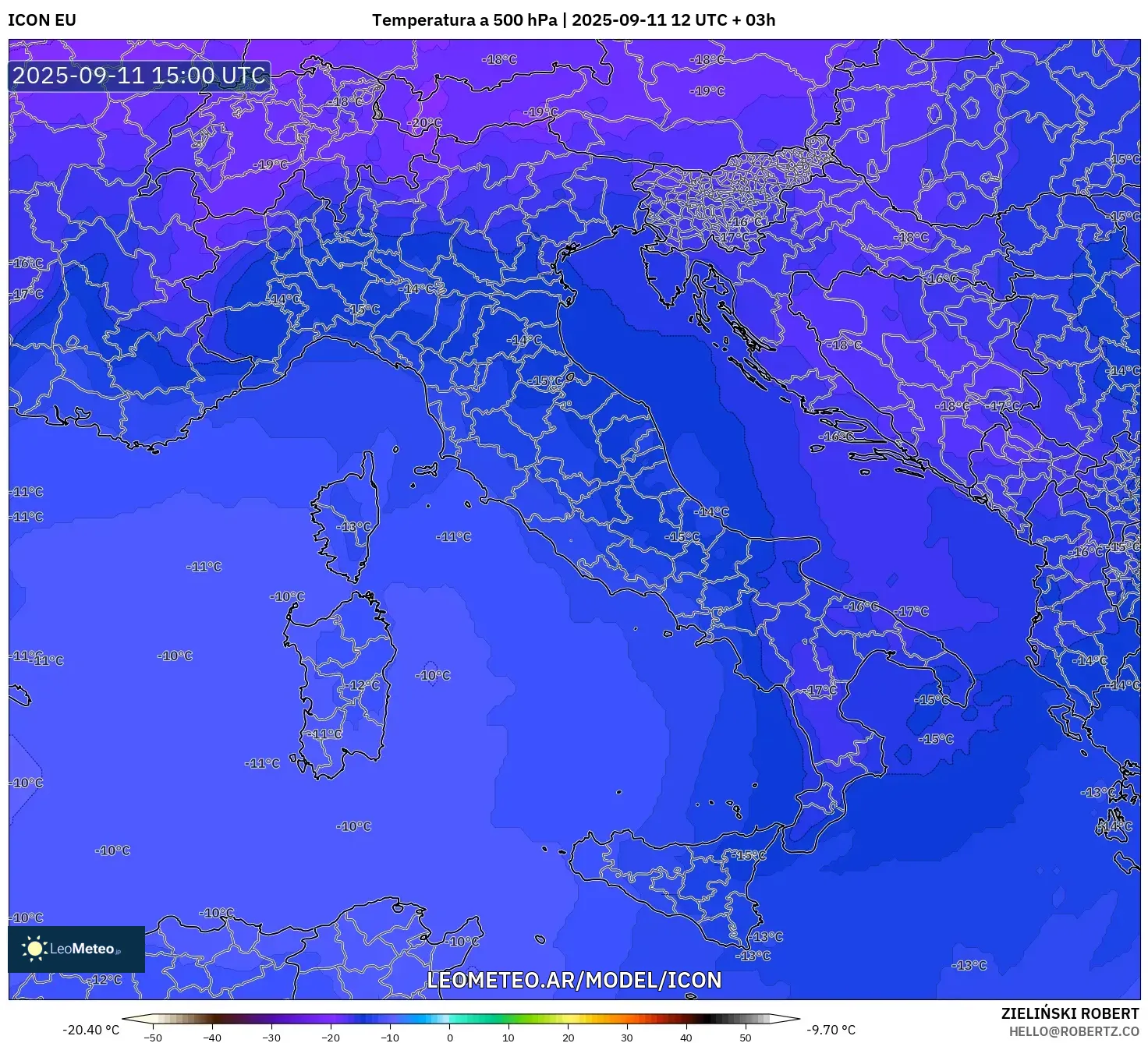 ICON model - Italia, Temperatura a 500 hPa