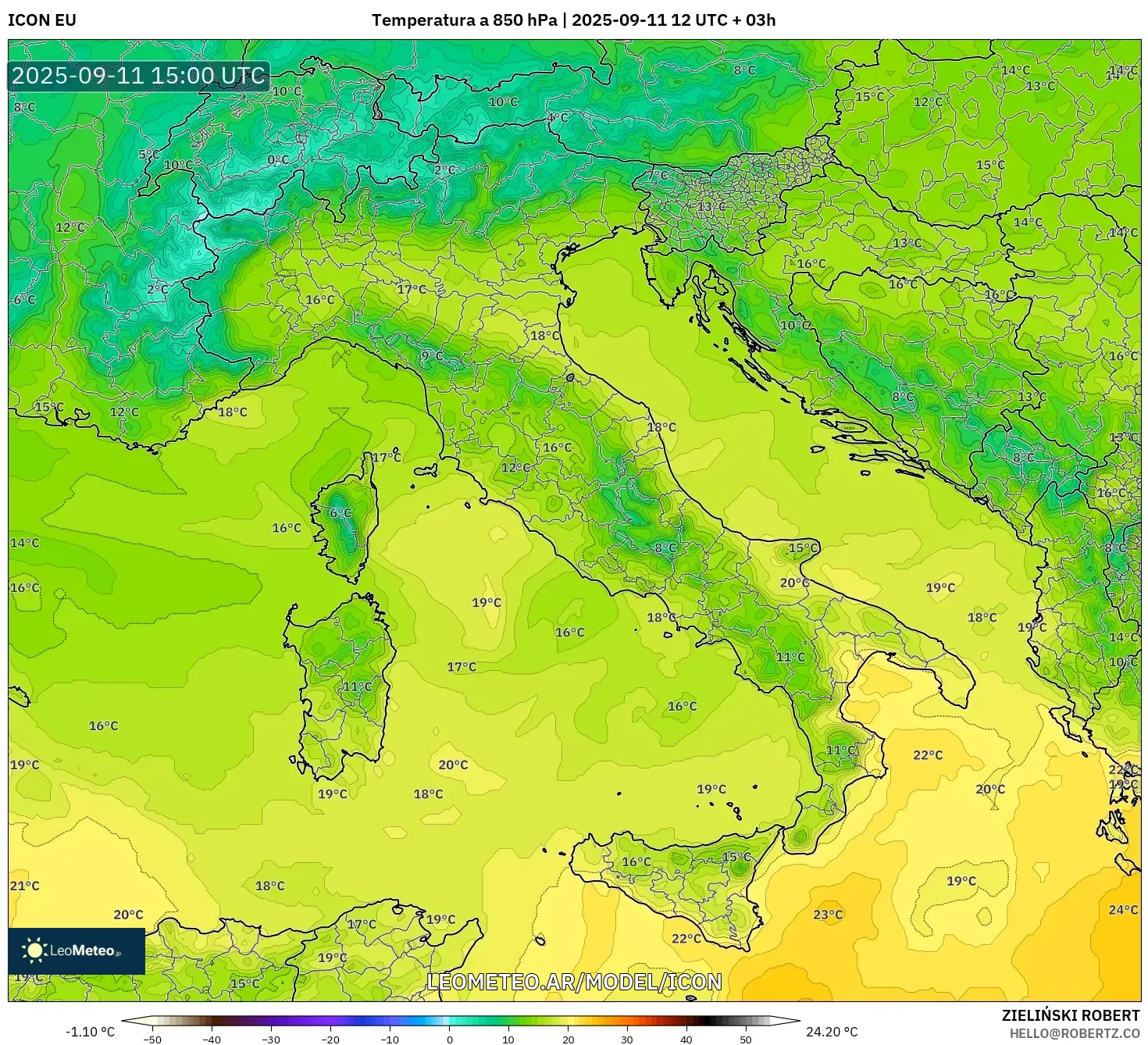 ICON model - Italia, Temperatura a 850 hPa