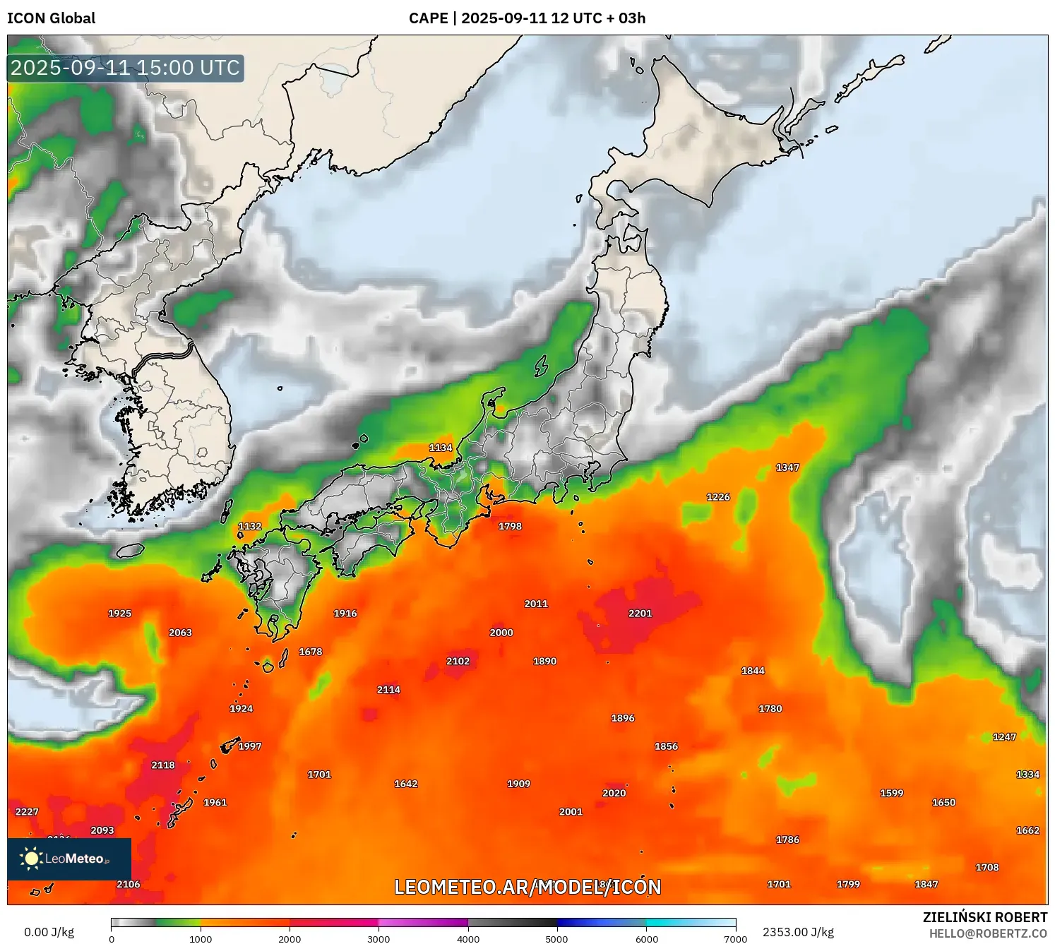 ICON model - Japón, CAPE
