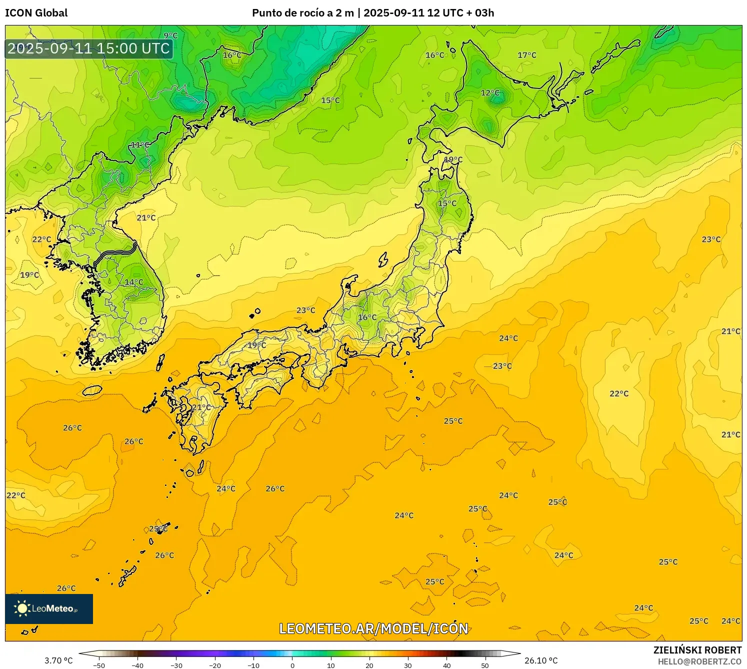 ICON model - Japón, Punto de rocío a 2 m