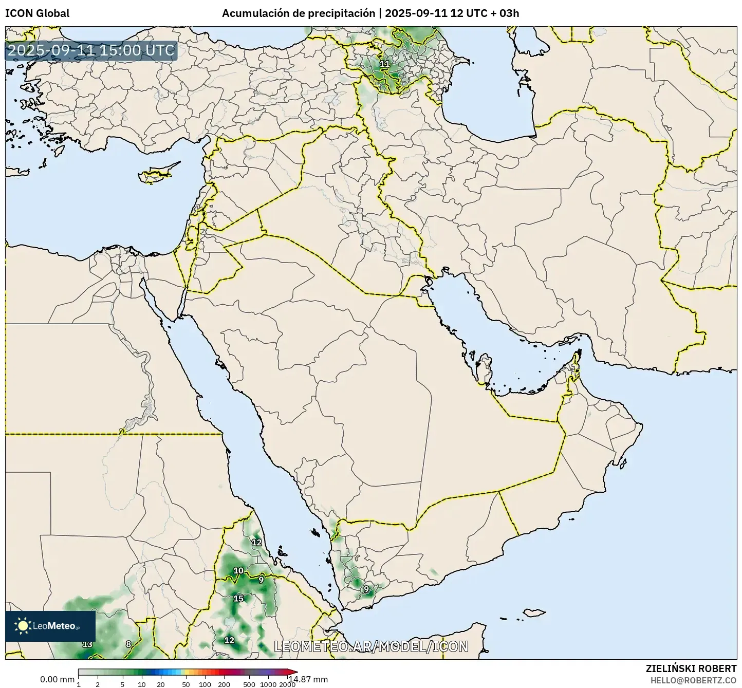 ICON model - Oriente Medio, Acumulación de precipitación