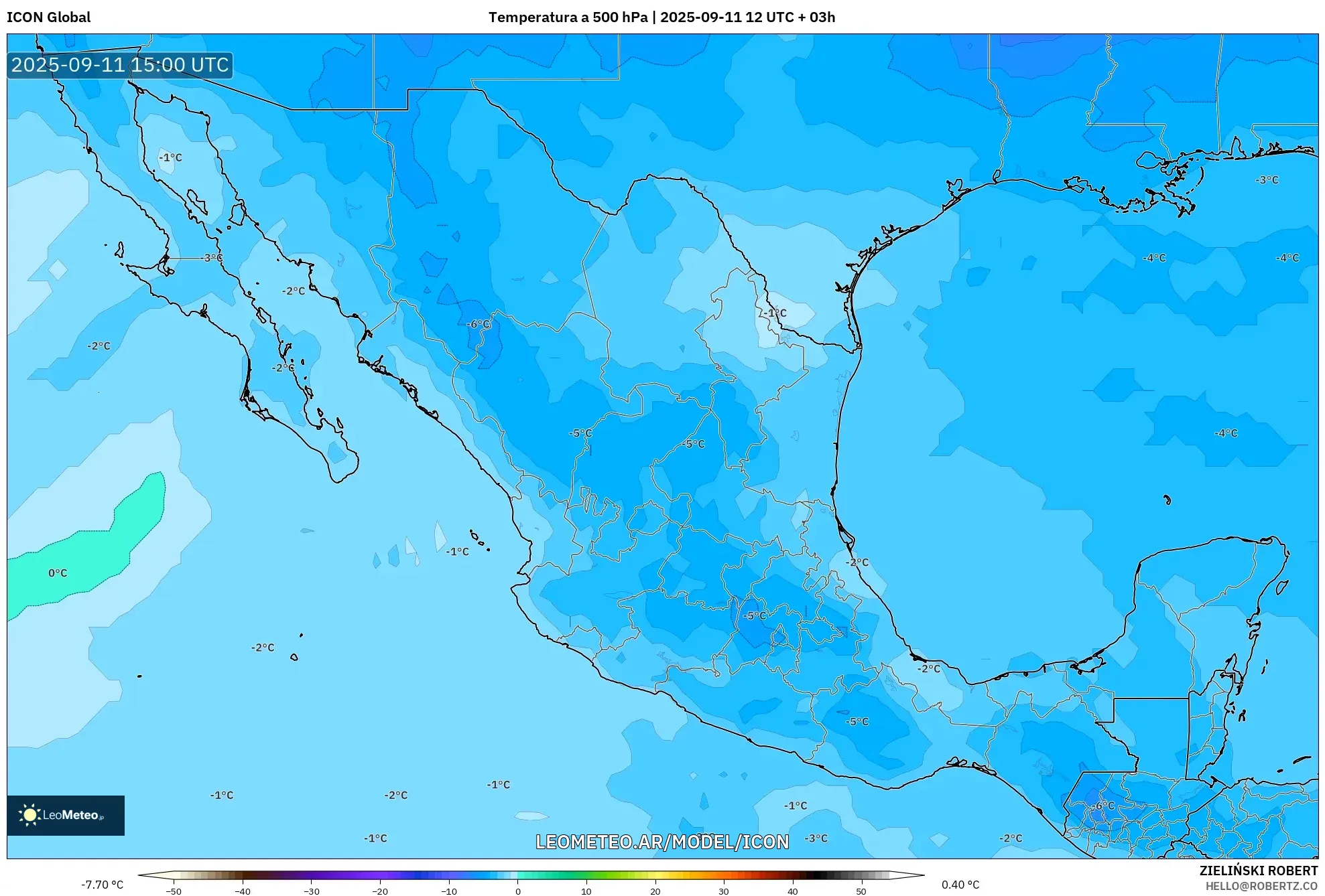 ICON model - México, Temperatura a 500 hPa